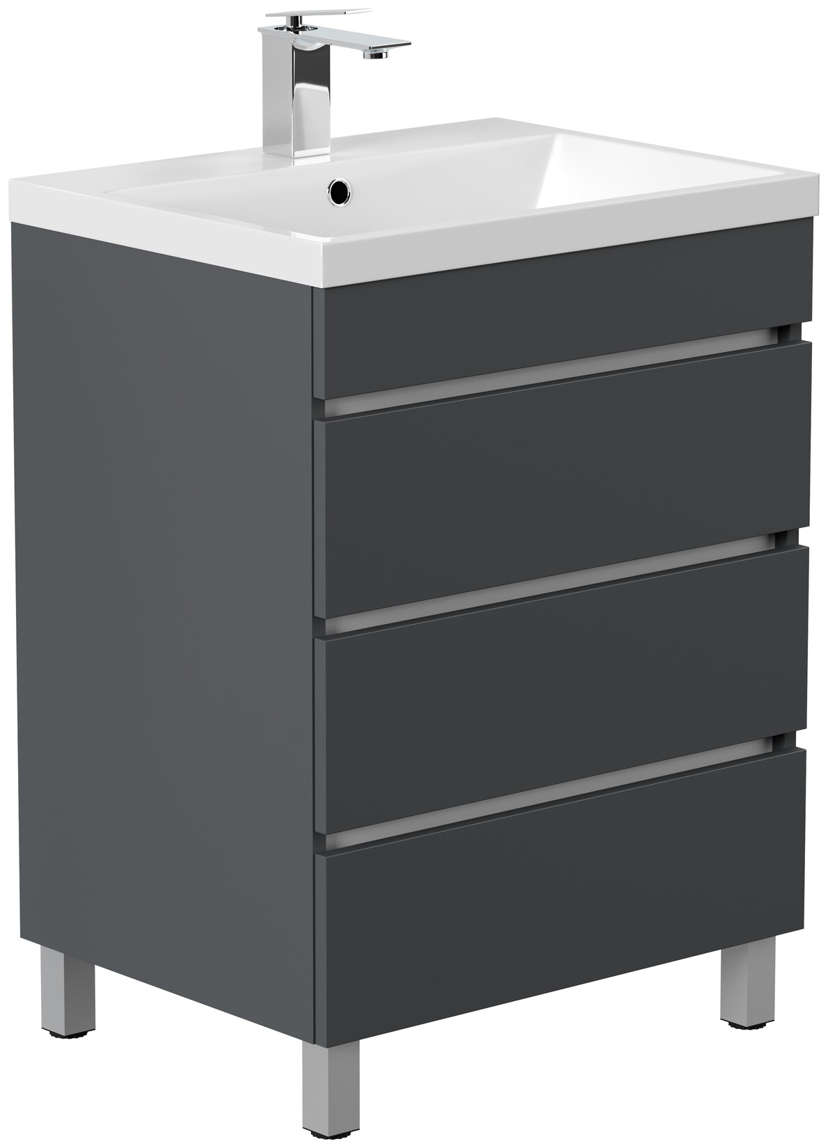 Stand Badmöbel Fellini 70 SoftClose eiche gold mit drei grifflosen Schubladen | 04251982673942