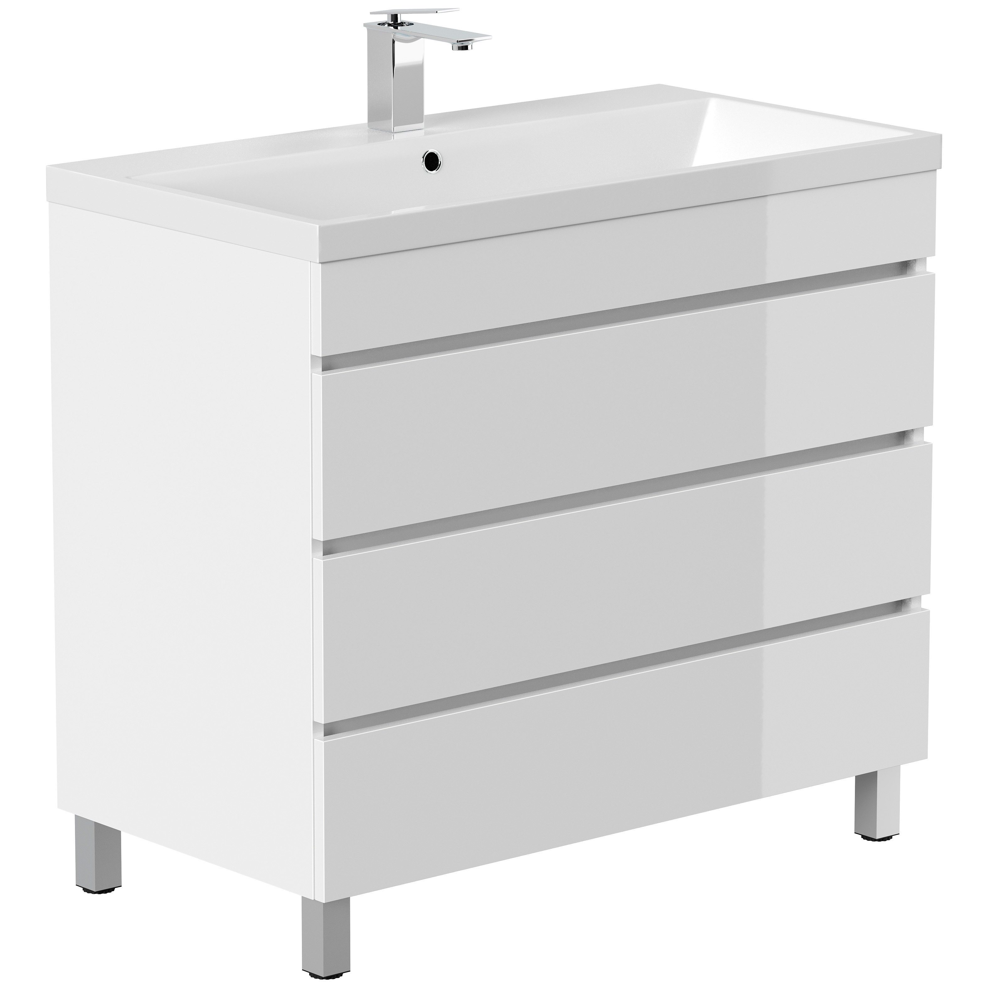 Stand Badm&ouml;bel Felini mit drei grifflosen Schubladen in versch. Ausf&uuml;hrungen - Bild 1