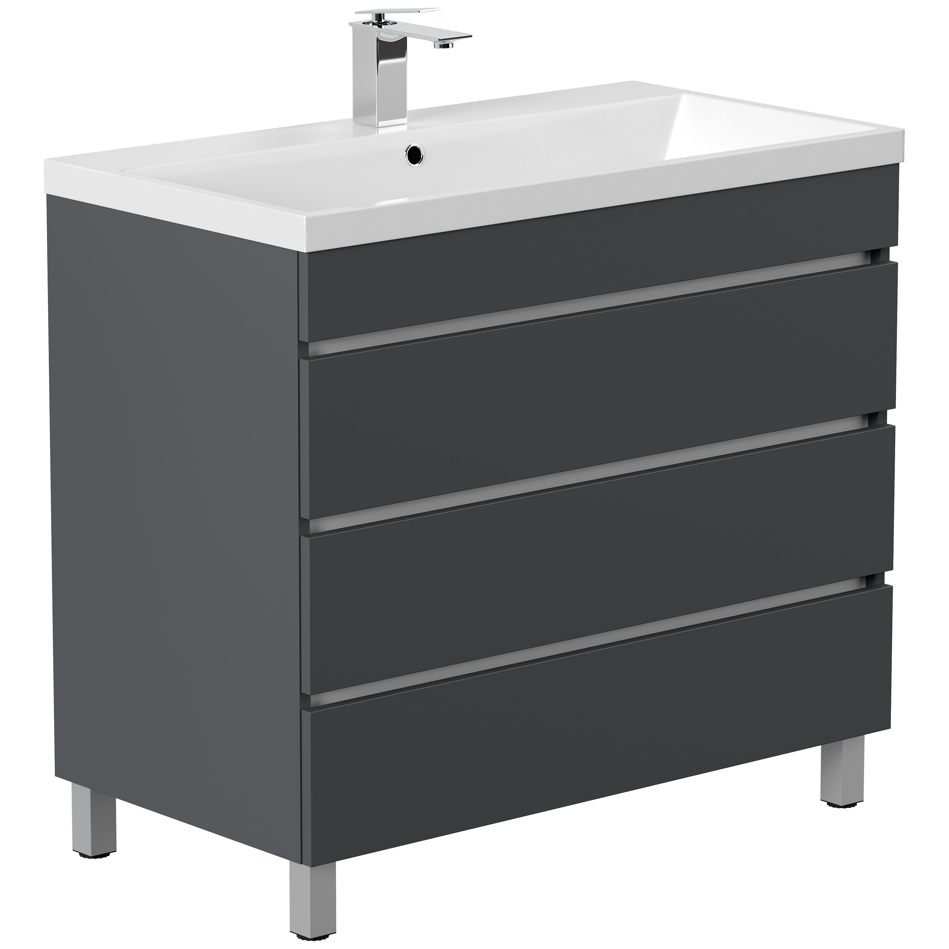 Stand Badm&ouml;bel Felini mit drei grifflosen Schubladen in versch. Ausf&uuml;hrungen - Bild 1