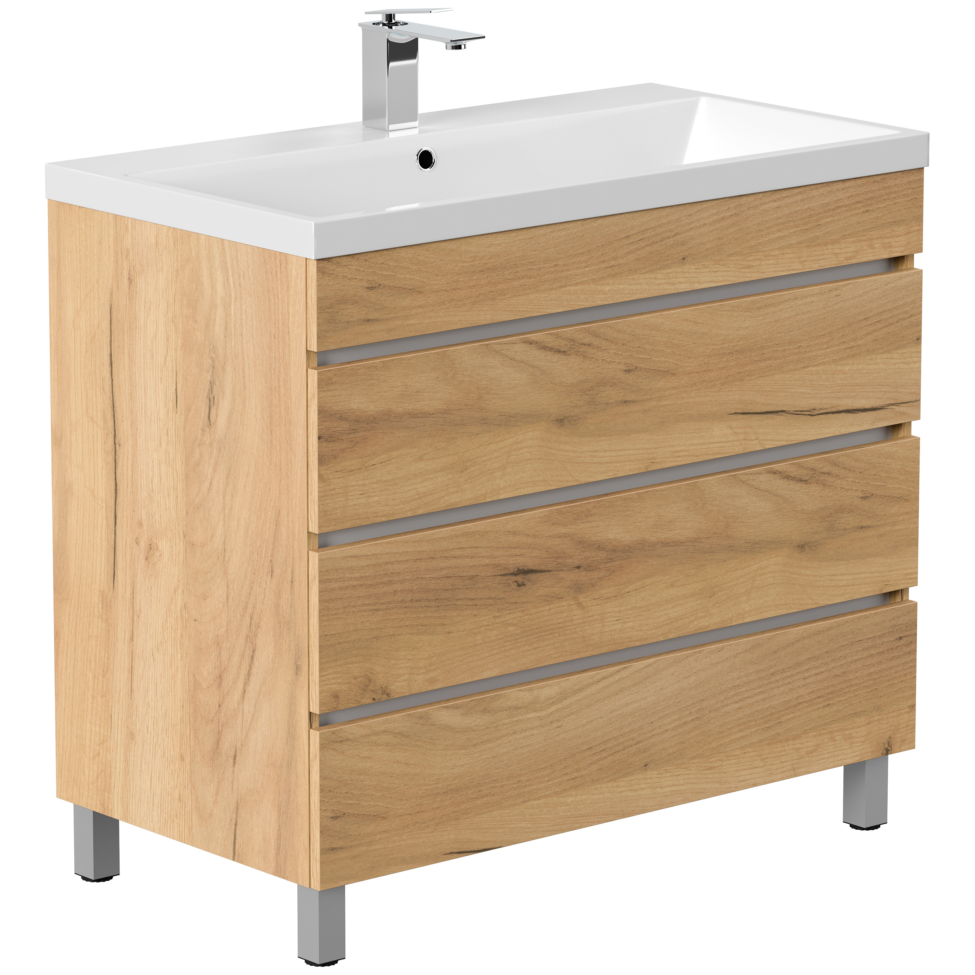 Stand Badm&ouml;bel Felini mit drei grifflosen Schubladen in versch. Ausf&uuml;hrungen - Bild 1