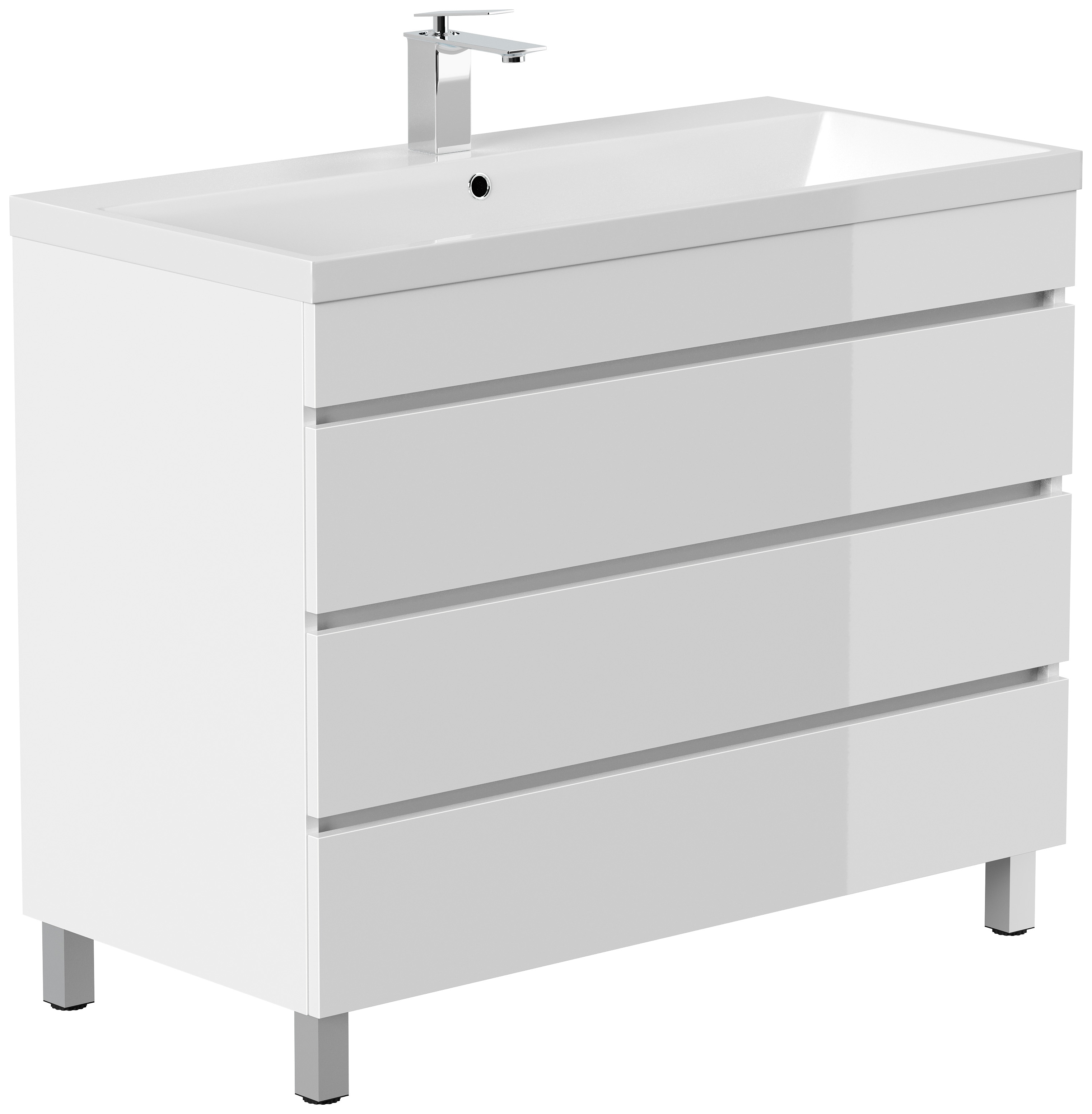 Stand Badm&ouml;bel Fellini 100 SoftClose eiche gold mit drei grifflosen Schubladen - Bild 1