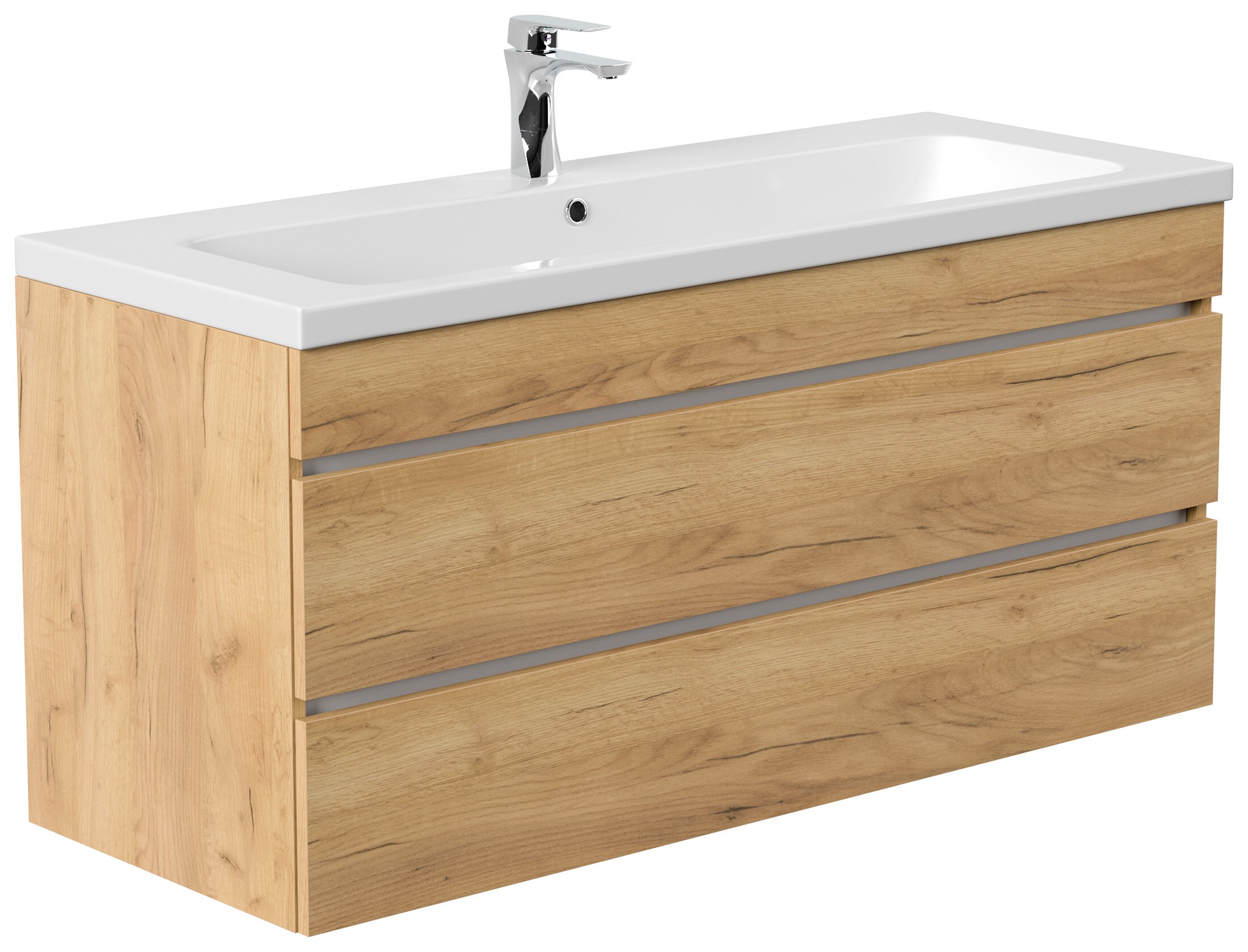 Badm&ouml;bel Fellini 120 SoftClose eiche gold mit grifflosen Schubladen - Bild 1