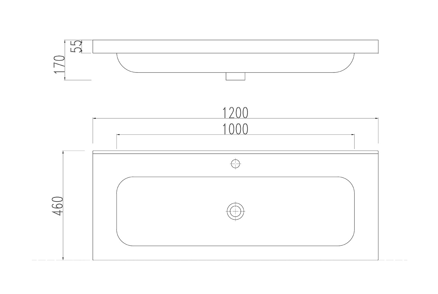 Stand Badmöbel Fellini 120 weiss hochglanz mit drei grifflosen Schubladen | 04251982679173