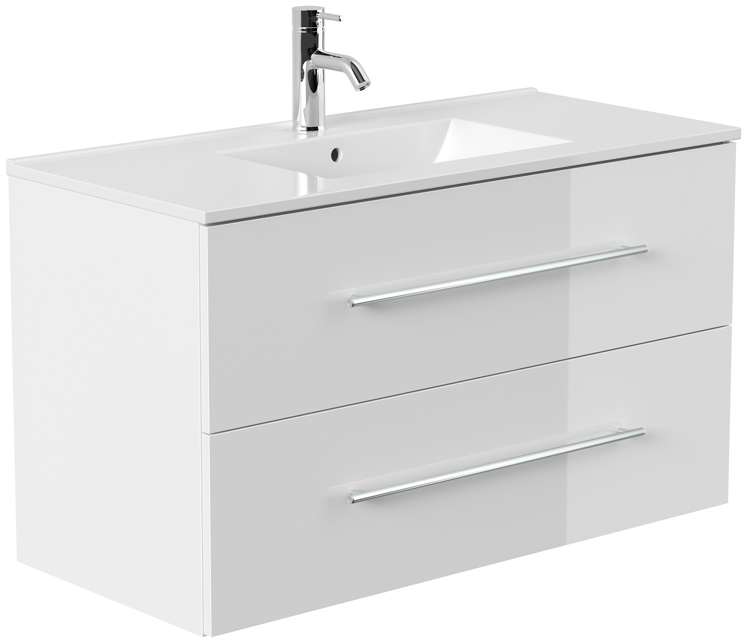 Badm&ouml;bel Homeline 100 weiss hochglanz - Bild 1