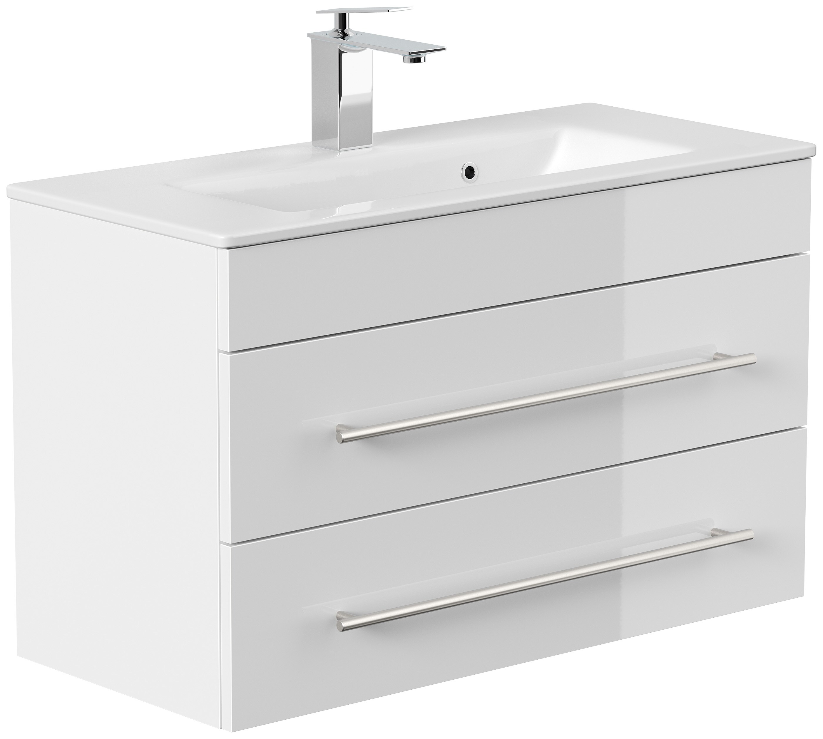 Badm&ouml;bel Portus 800 SlimLine weiss hochglanz - Bild 1