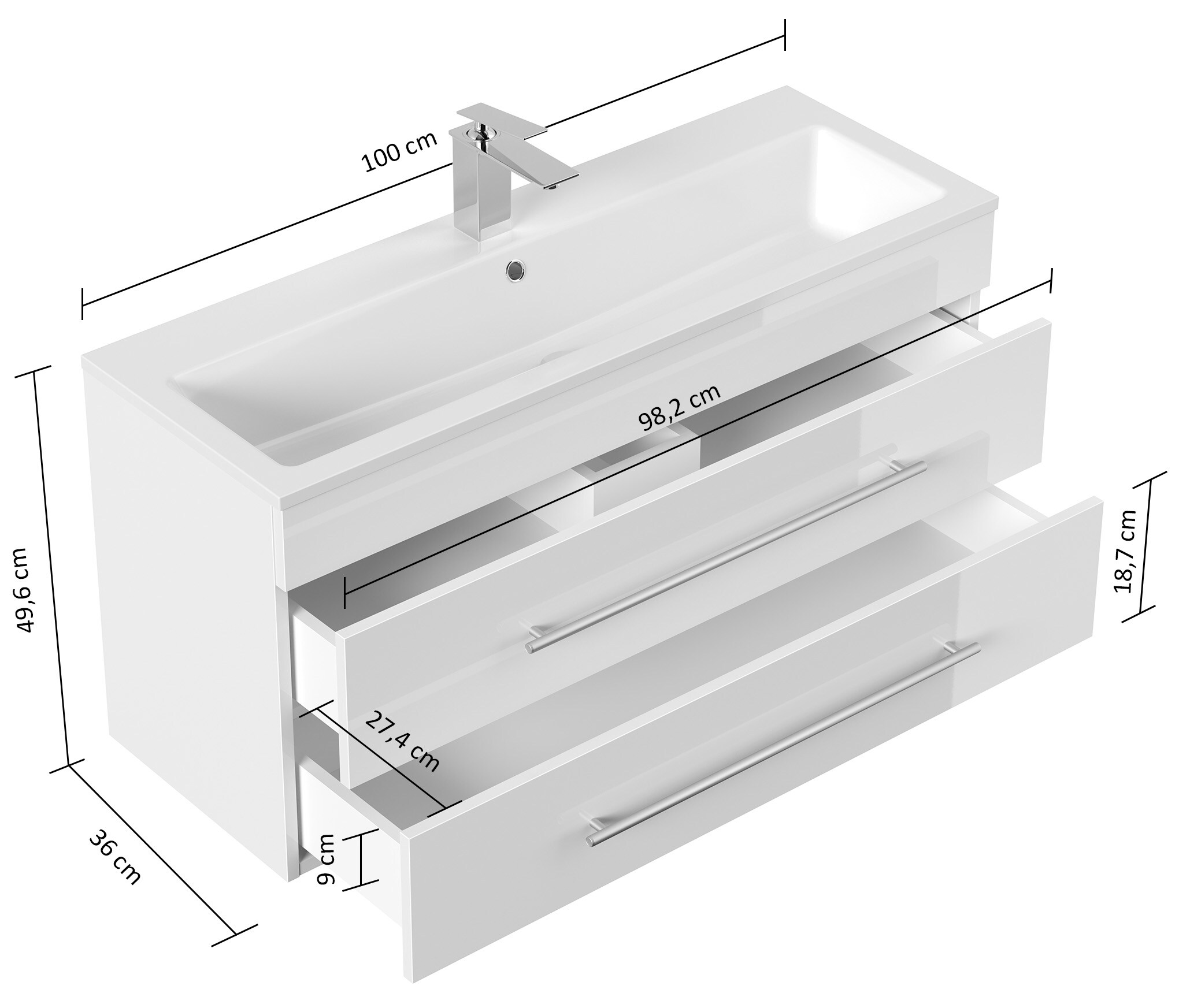 Badm&ouml;bel Portus 1000 SlimLine weiss hochglanz - Bild 1