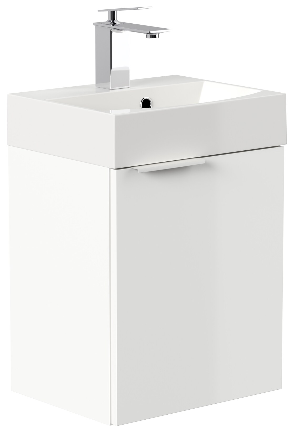 Gäste WC Badmöbel Cubi Slimline 40cm SoftClose weiß hochglanz | 04251982674024