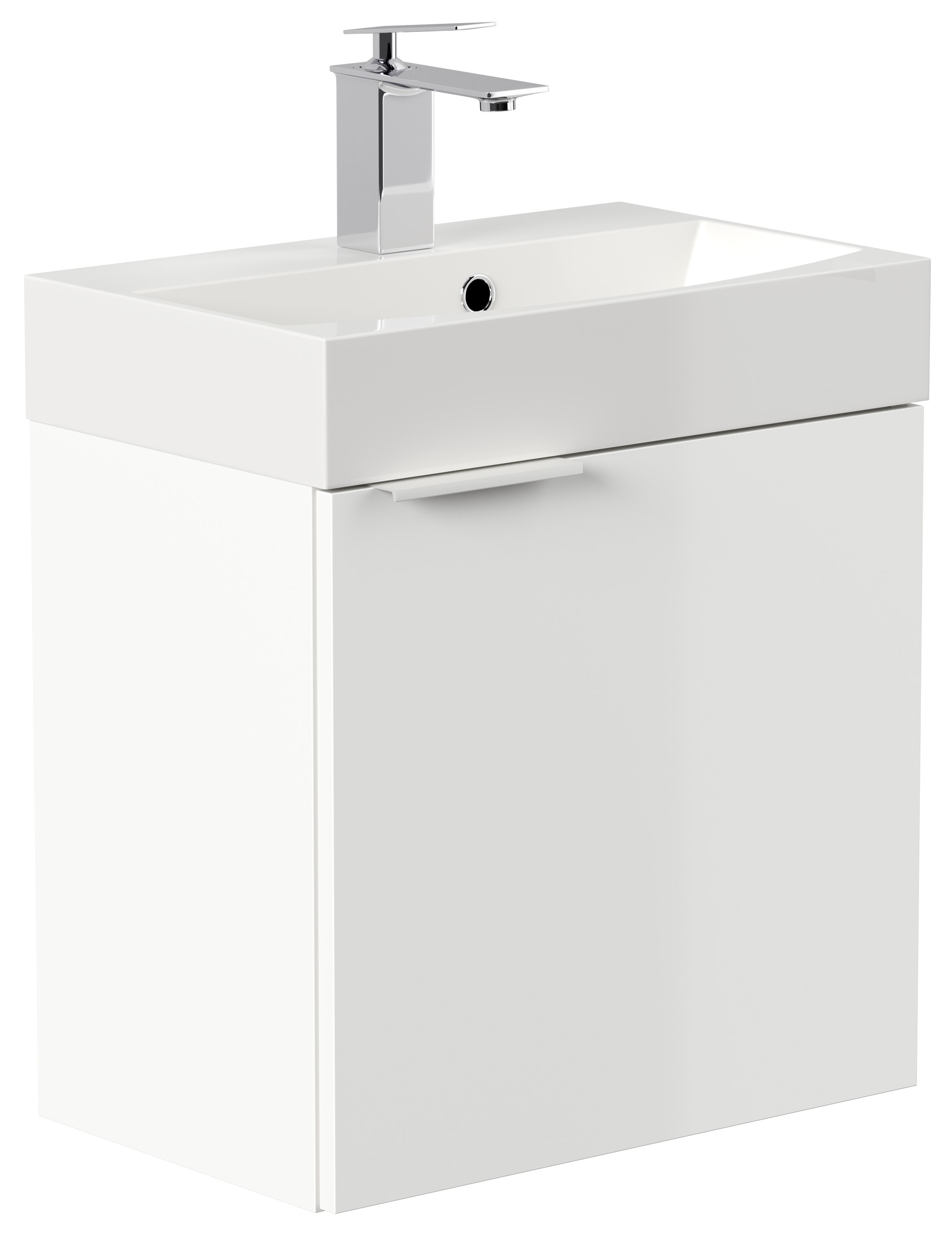 G&auml;ste WC Badm&ouml;bel Cubi Slimline 50cm SoftClose wei&szlig; hochglanz - Bild 1