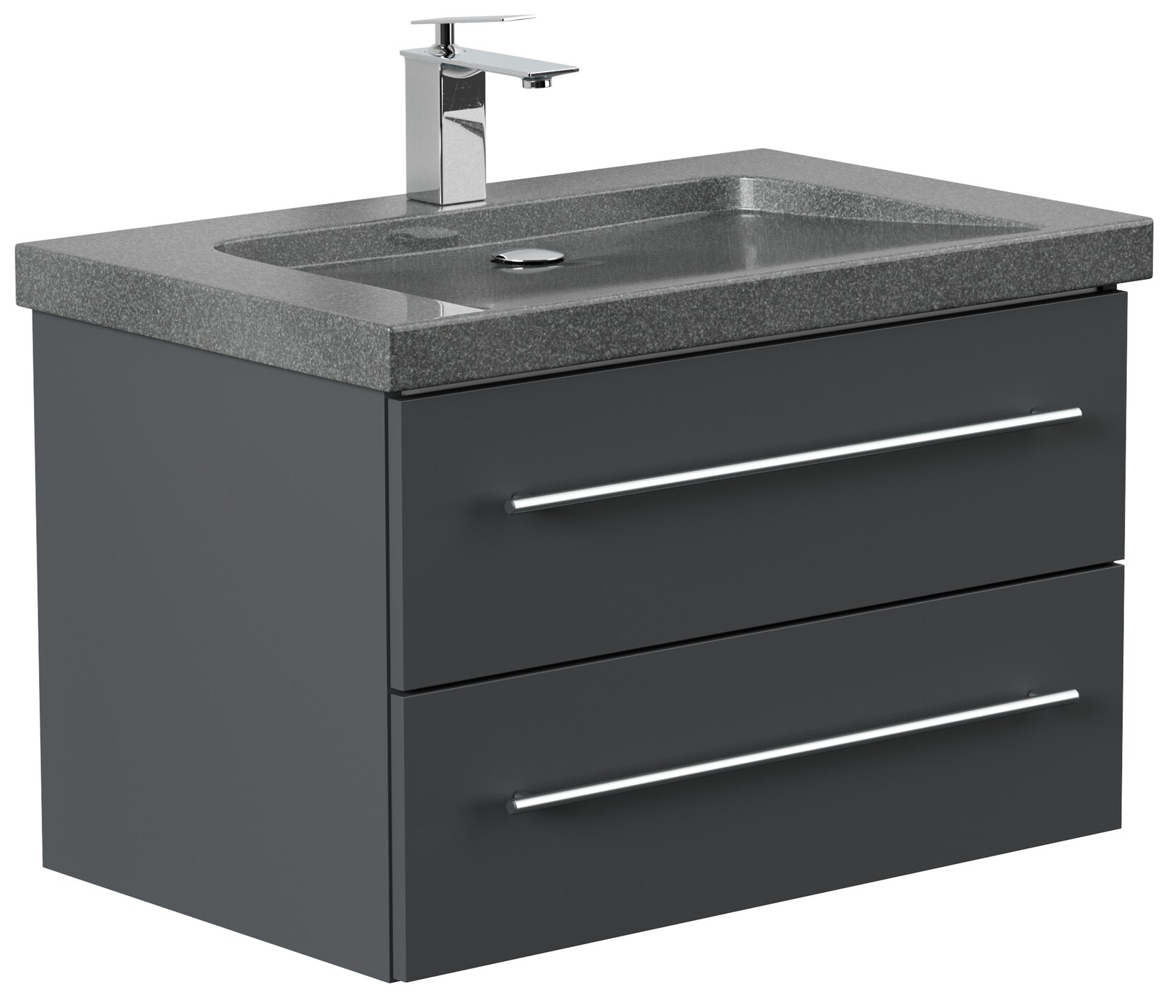 Badmöbel Granit G654 YAMO 75cm 1 Hahnloch SoftClose weiß hochglanz | 04251982676745