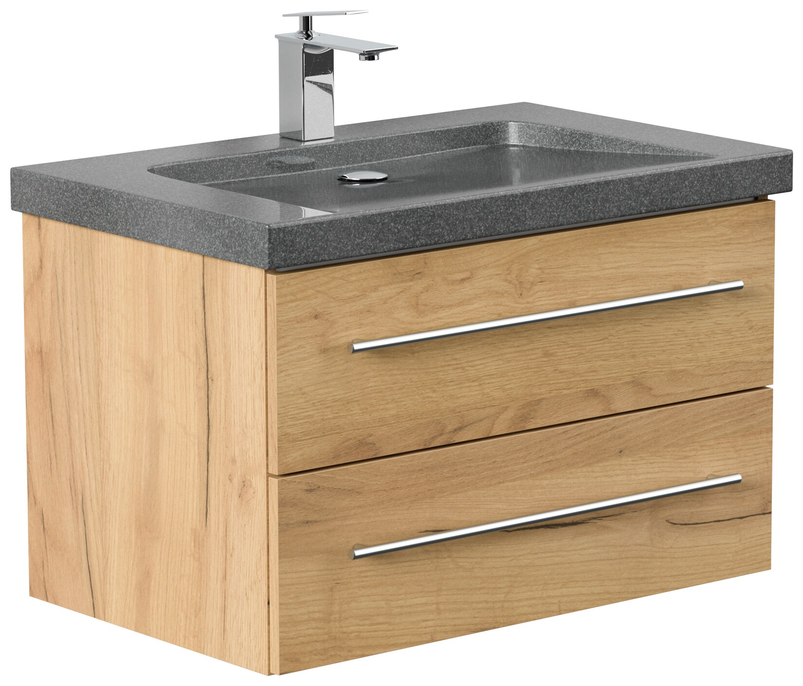 Badmöbel Granit G654 YAMO 75cm 1 Hahnloch SoftClose weiß hochglanz | 04251982676752