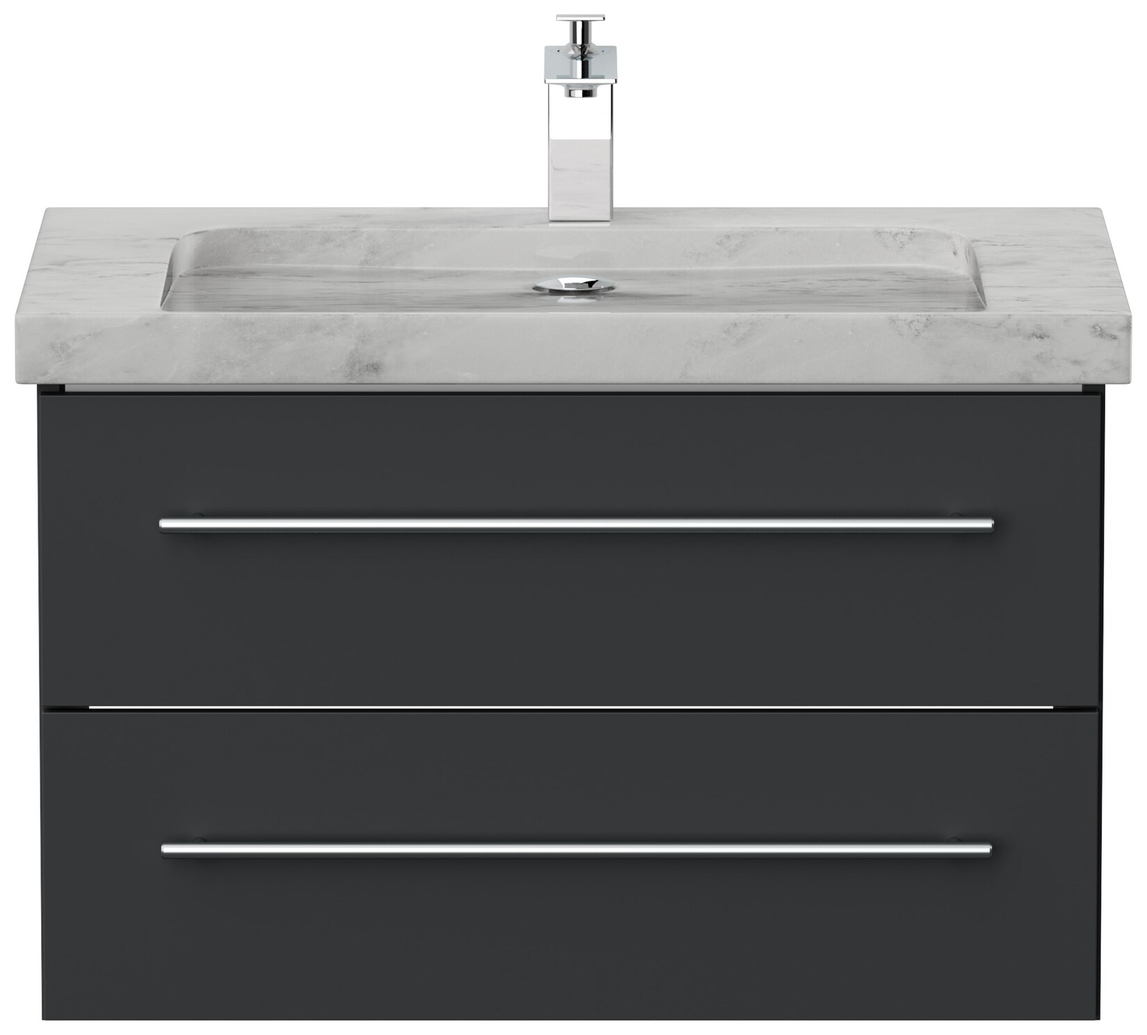 Badmöbel Marmor Carrara White YAMO 75 cm 1 Hahnloch SoftClose weiß hochglanz | 04251982676776