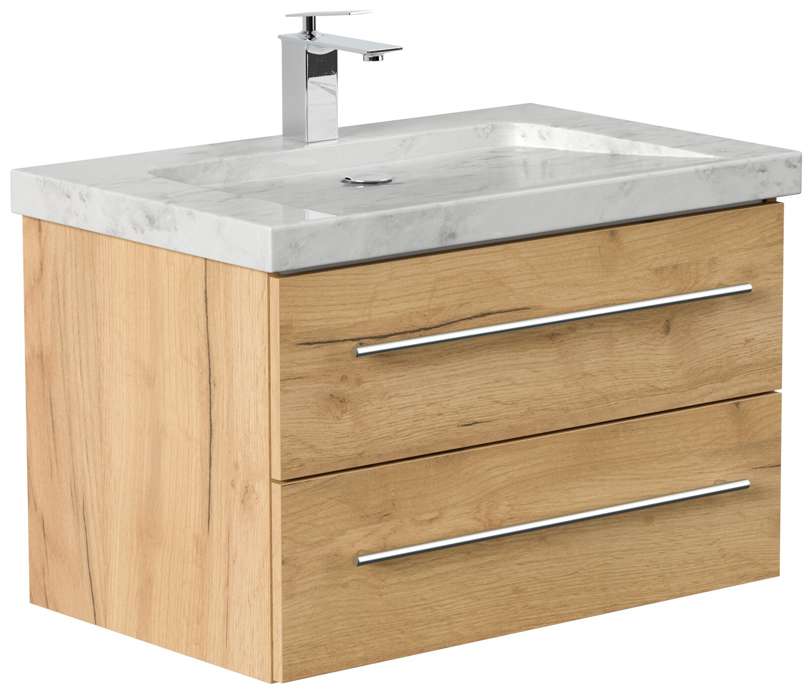Badmöbel Marmor Carrara White YAMO 75 cm 1 Hahnloch SoftClose in versch. Ausführungen