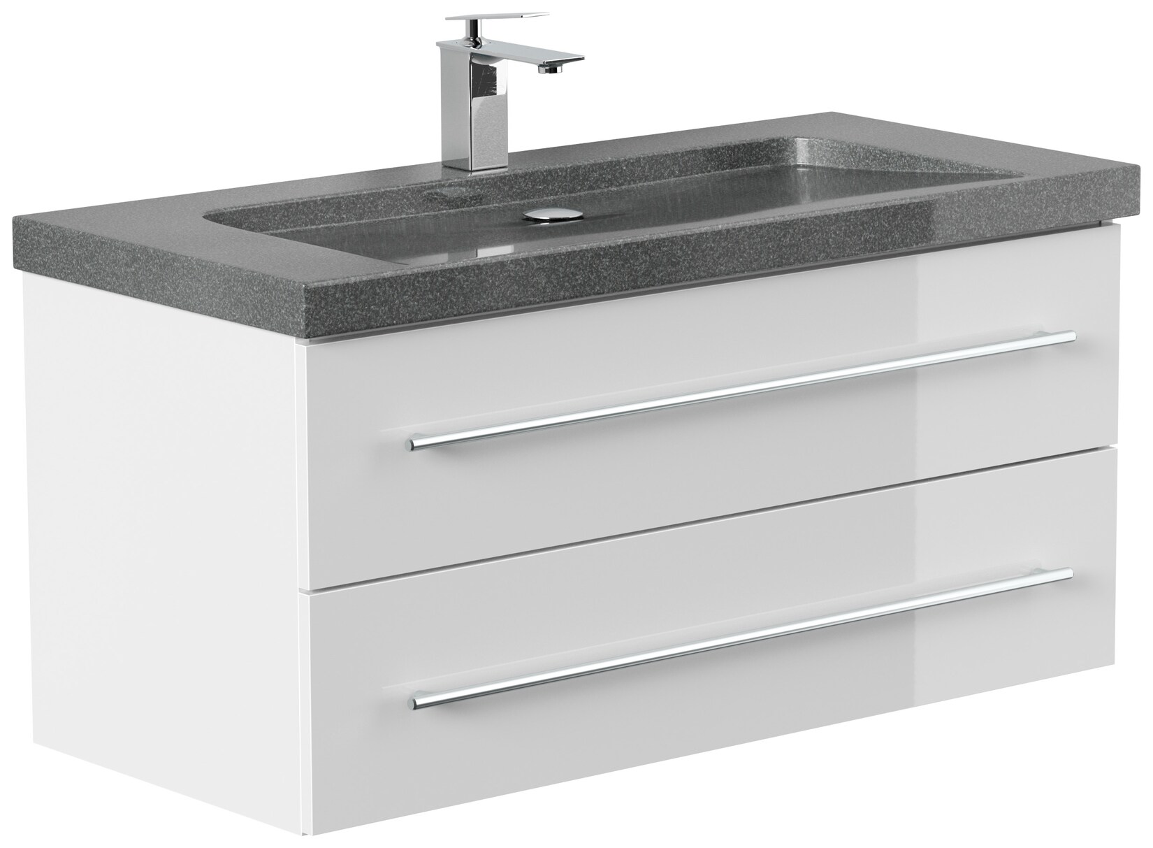 Badmöbel Granit G654 YAMO 100 cm 1 Hahnloch SoftClose in versch. Ausführungen