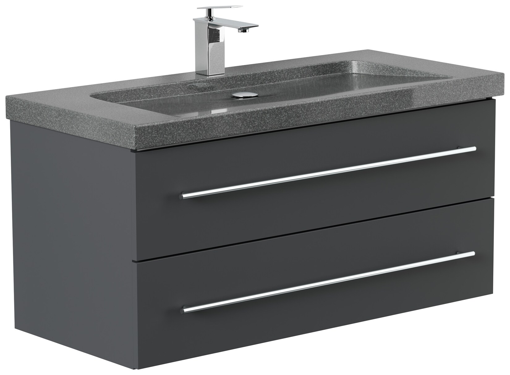 Badmöbel Granit G654 YAMO 100 cm 1 Hahnloch SoftClose in versch. Ausführungen