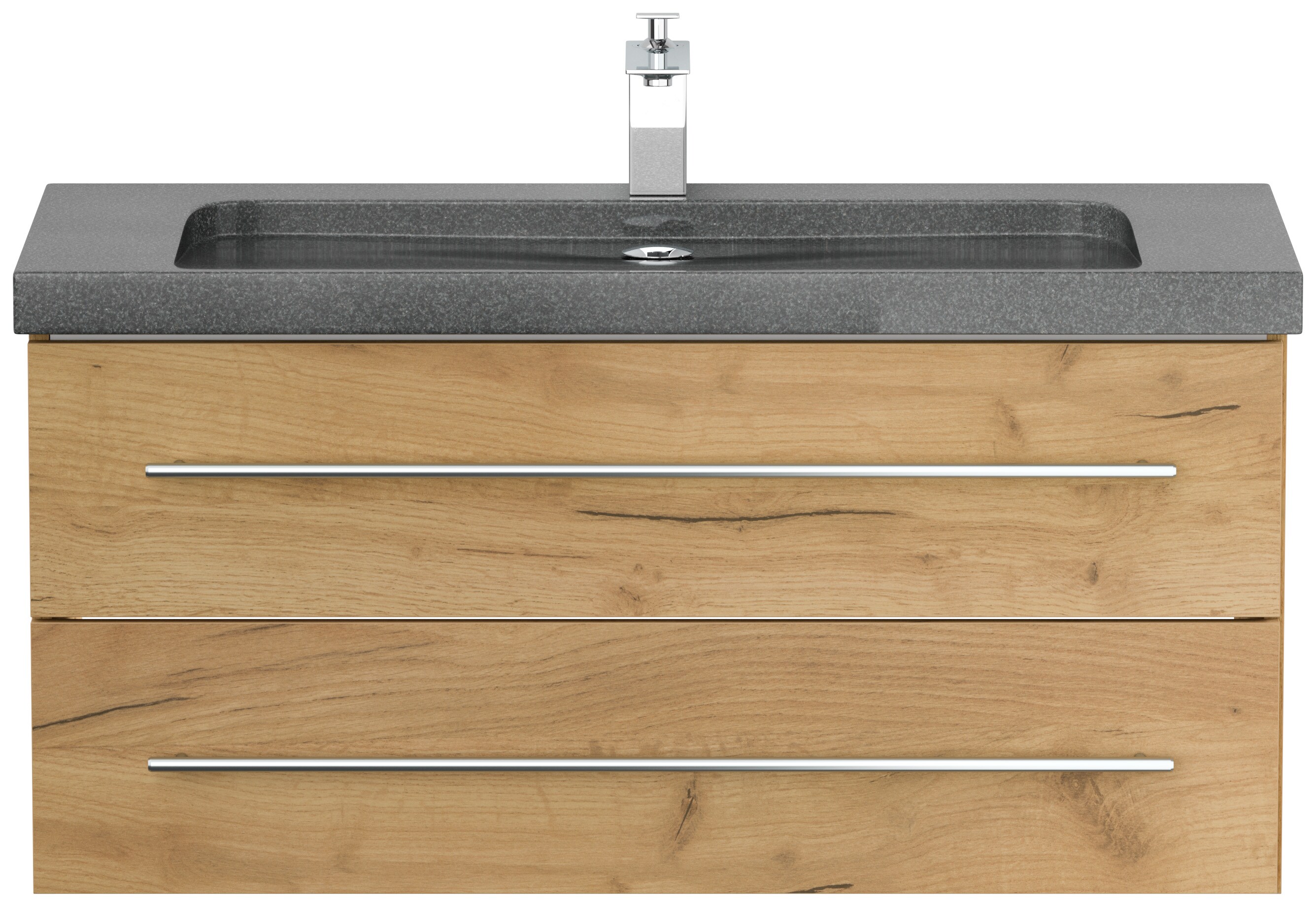 Badm&ouml;bel Granit G654 YAMO 100 cm 1 Hahnloch SoftClose wei&szlig; hochglanz - Bild 1