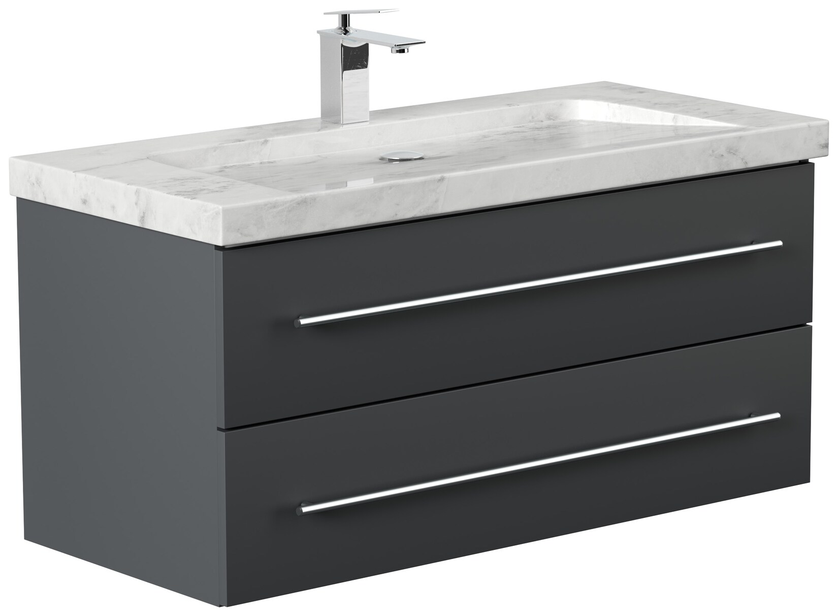 Badmöbel Marmor Carrara White YAMO 100 cm 1 Hahnloch SoftClose in versch. Ausführungen