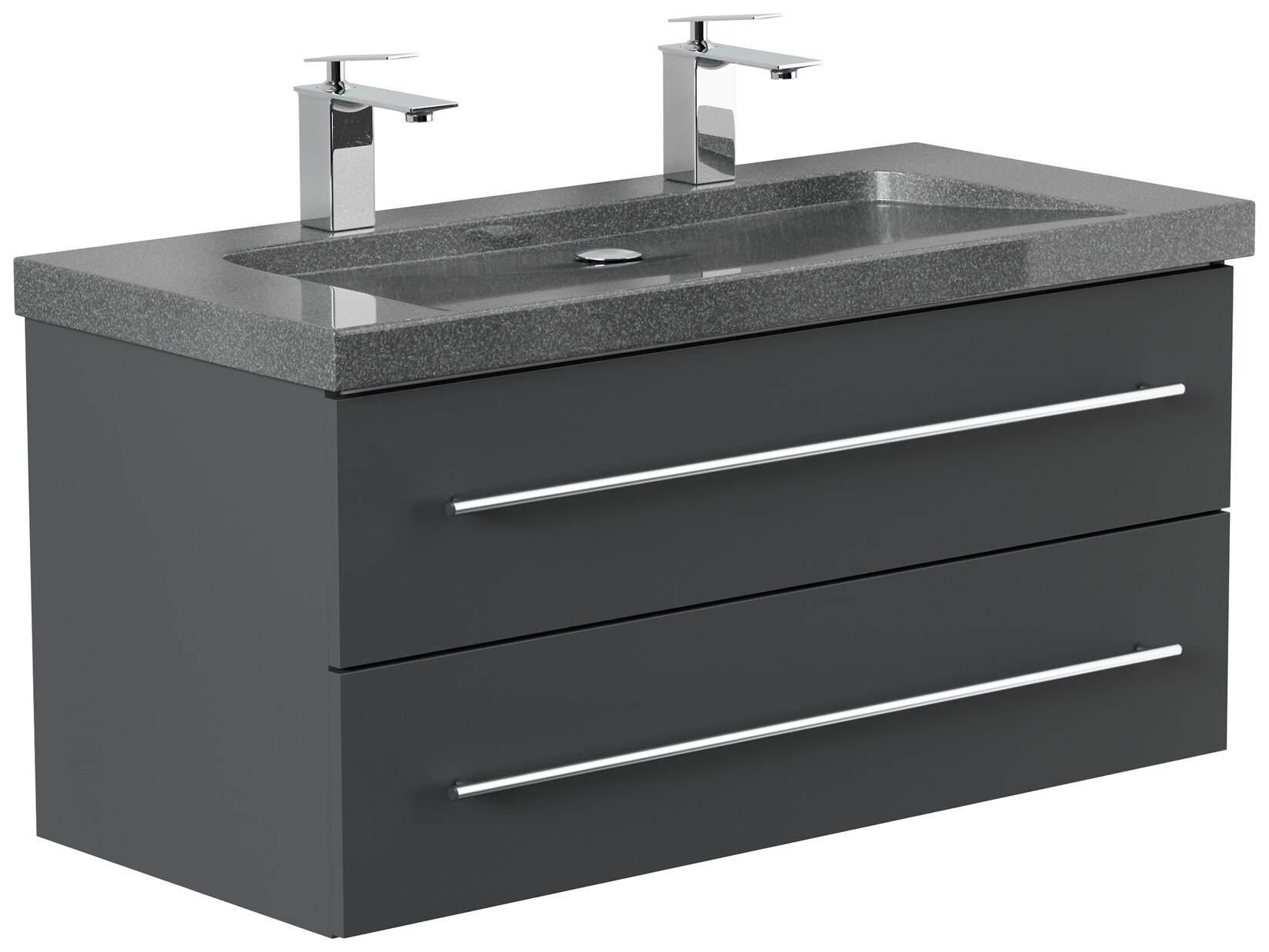 Badmöbel Granit G654 YAMO 100 cm 2 Hahnlöcher SoftClose in versch. Ausführungen