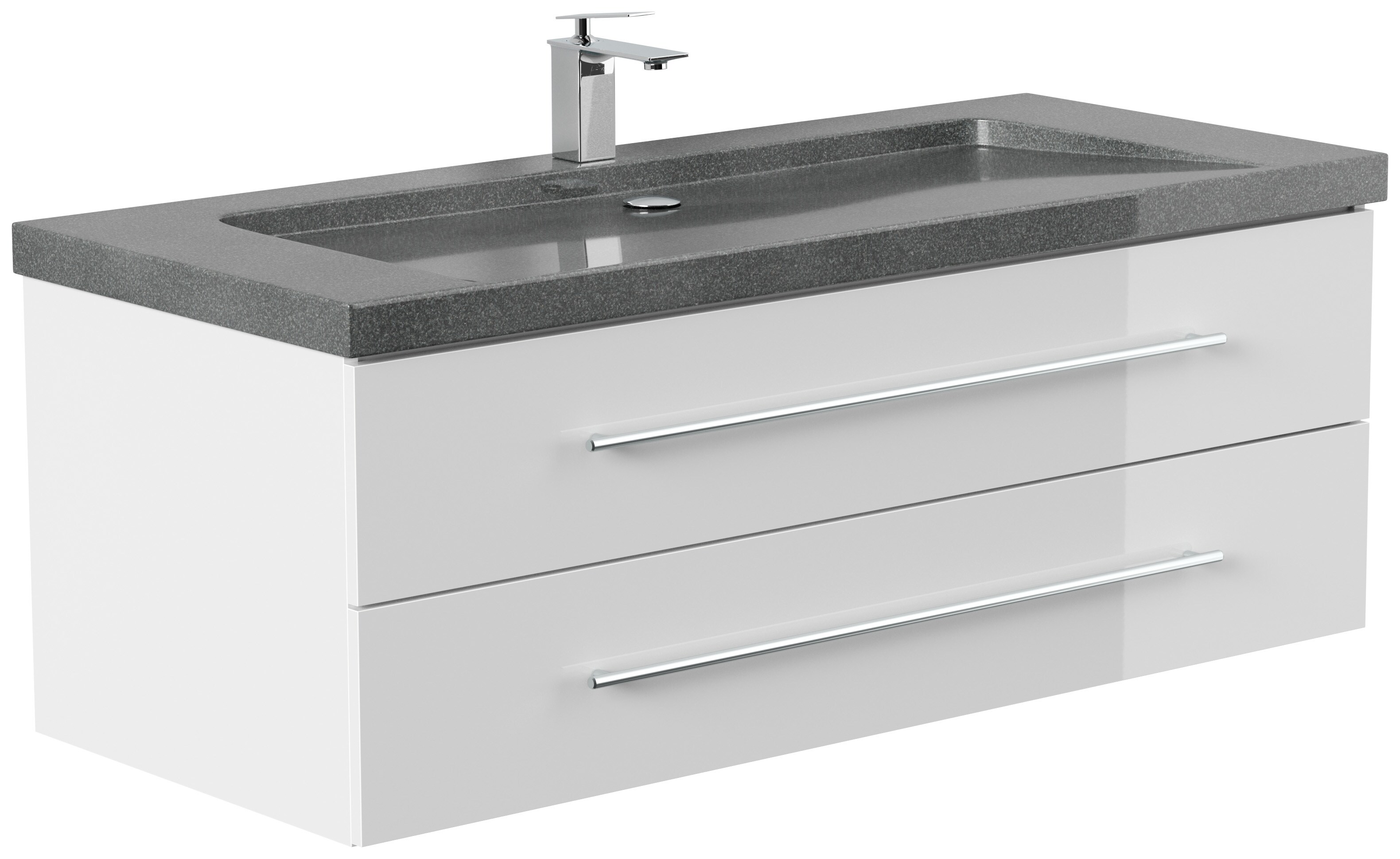 Badm&ouml;bel Granit G654 YAMO 130 cm 1 Hahnloch SoftClose in versch. Ausf&uuml;hrungen - Bild 1