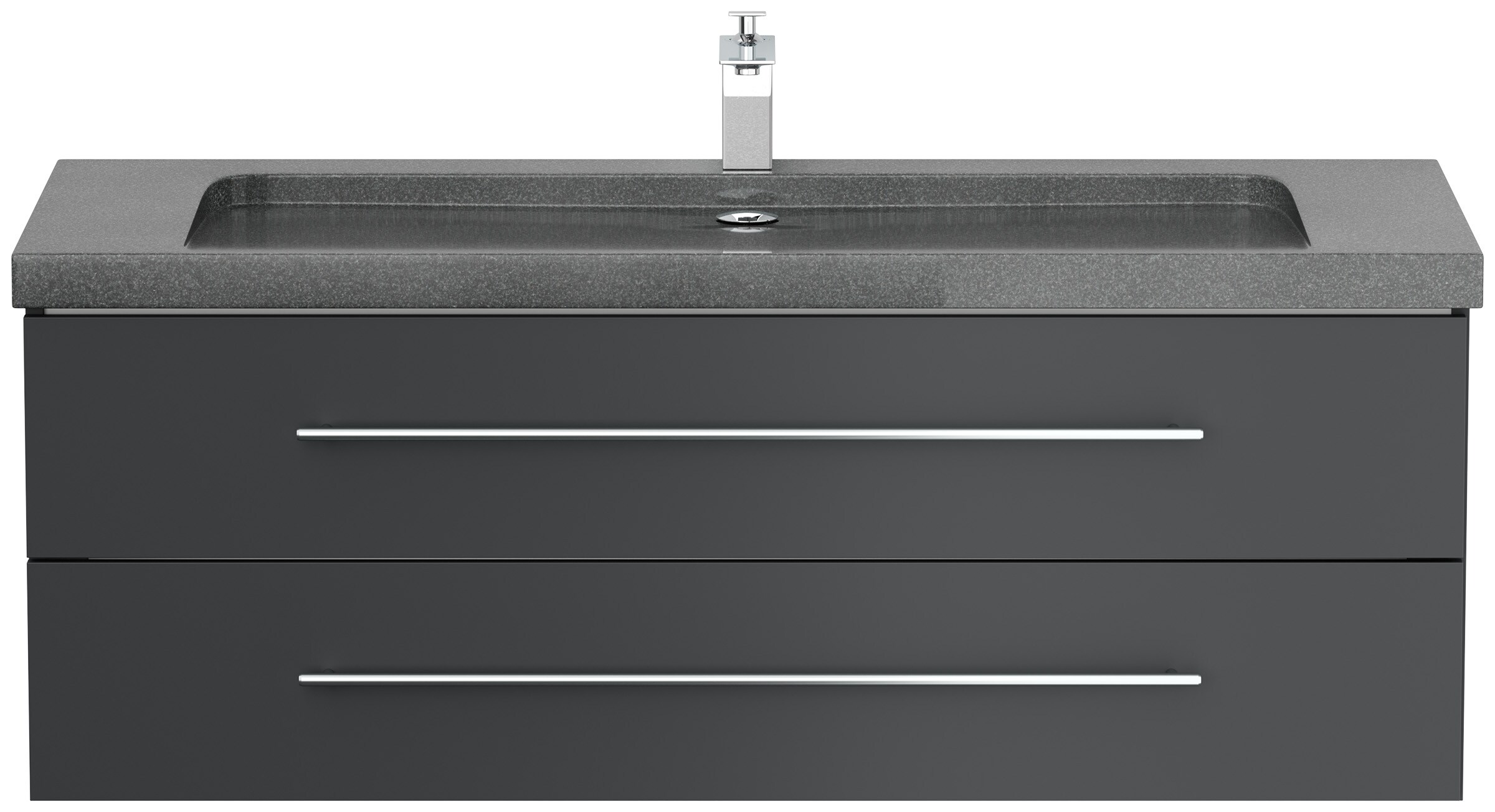 Badm&ouml;bel Granit G654 YAMO 130 cm 1 Hahnloch SoftClose wei&szlig; hochglanz - Bild 1