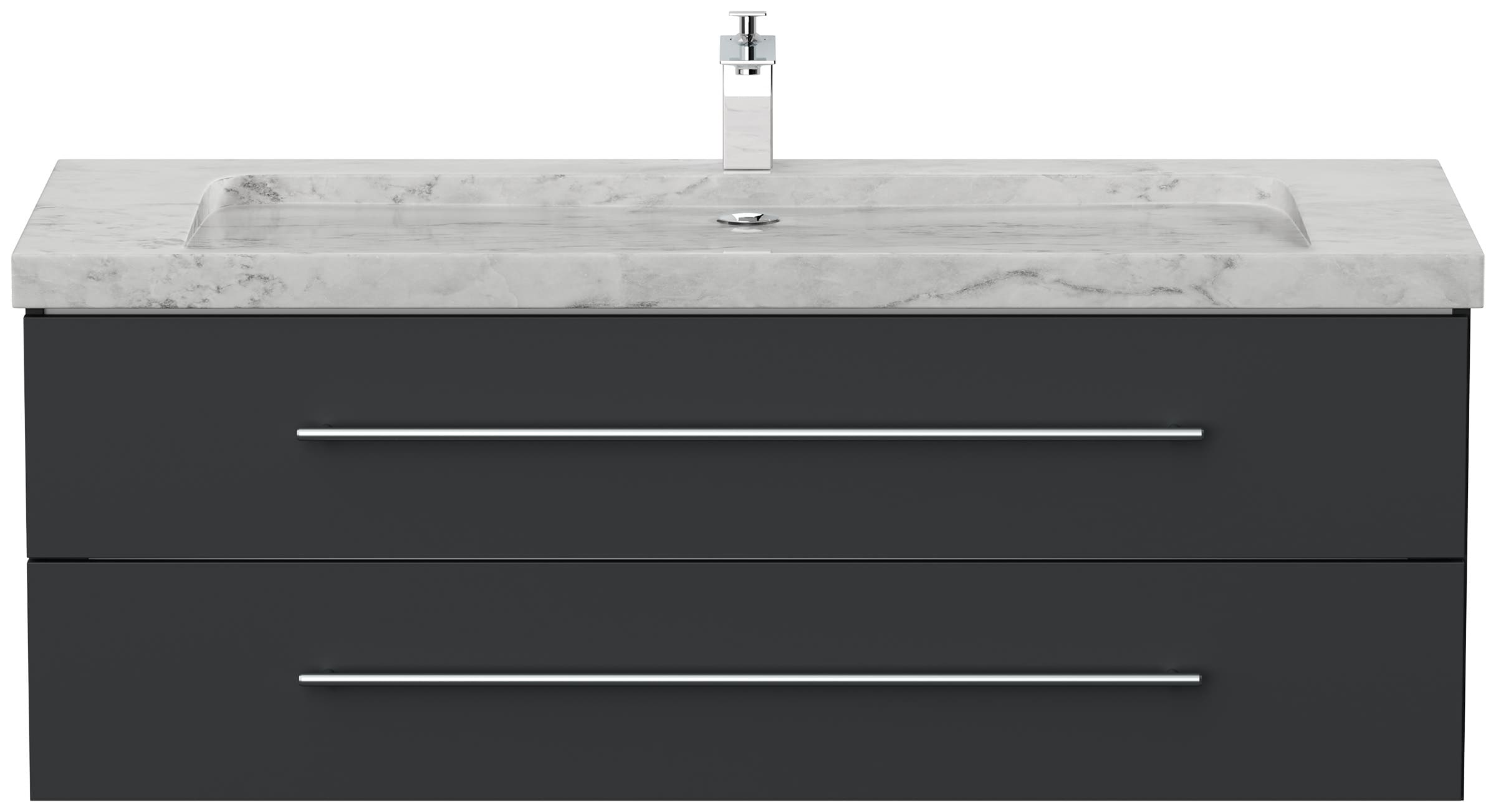 Badm&ouml;bel Marmor Carrara White YAMO 130 cm 1 Hahnloch SoftClose wei&szlig; hochglanz - Bild 1