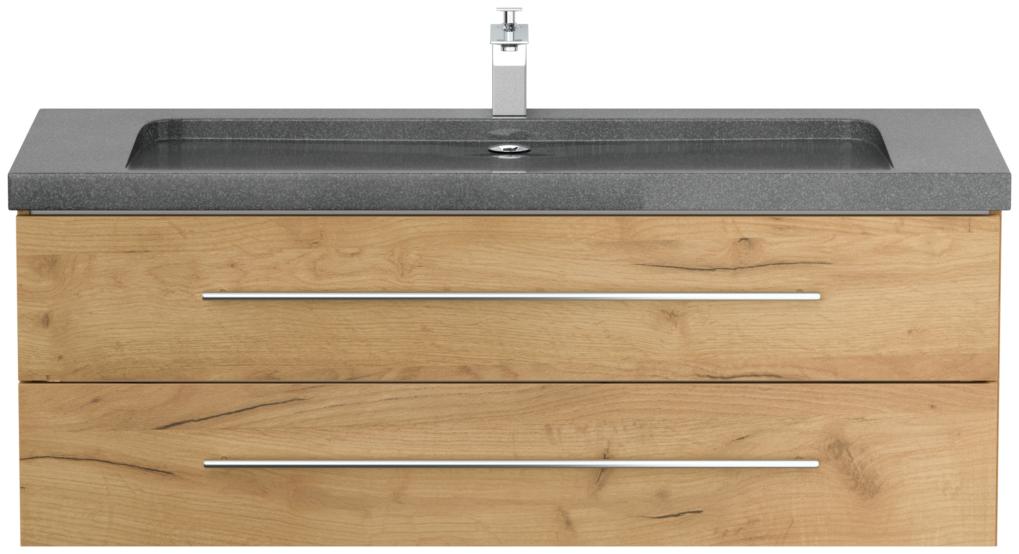 Badm&ouml;bel Granit G654 YAMO 130 cm 1 Hahnloch SoftClose wei&szlig; hochglanz - Bild 1