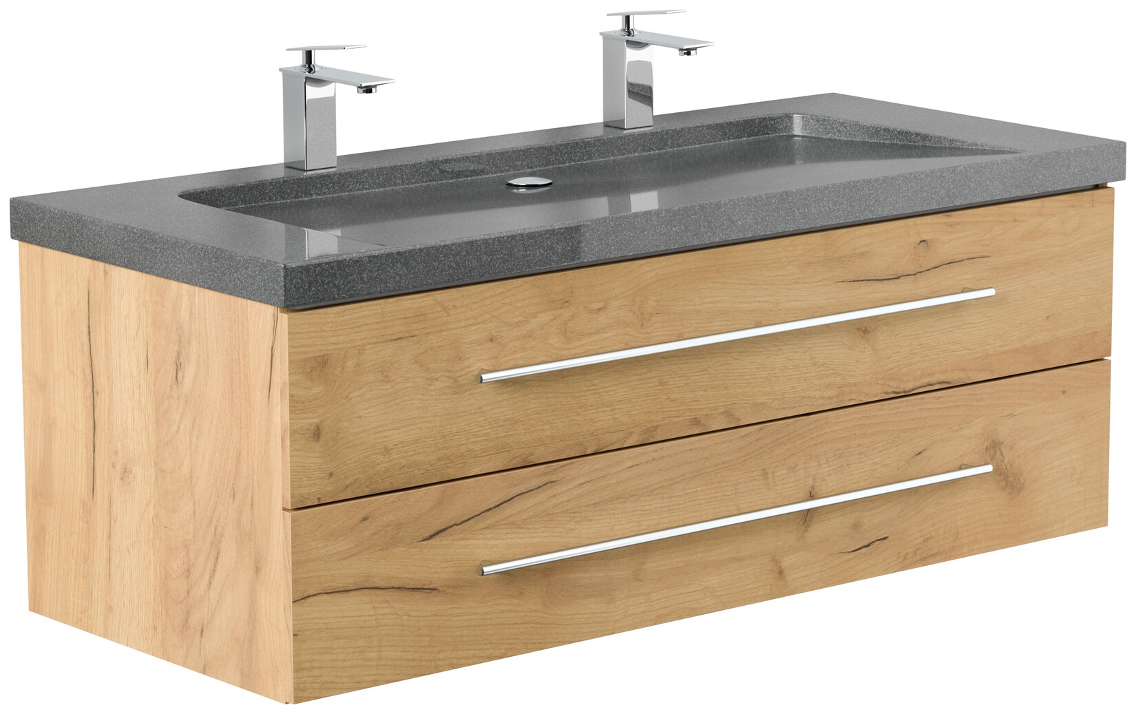 Badmöbel Granit G654 YAMO 130 cm 2 Hahnlöcher SoftClose in versch. Ausführungen