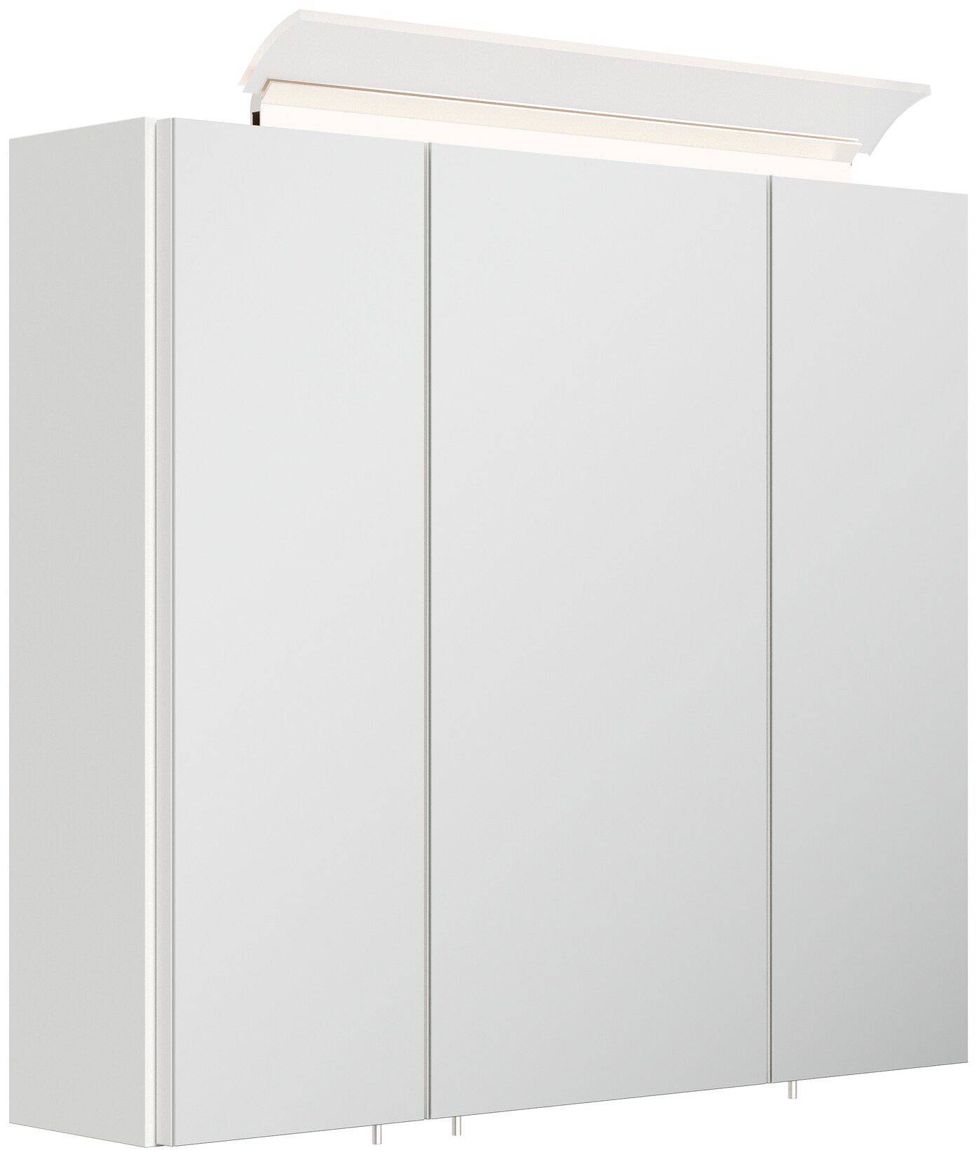 Spiegelschrank 70cm inkl. Design LED-Lampe und Glasböden weiss hochglanz