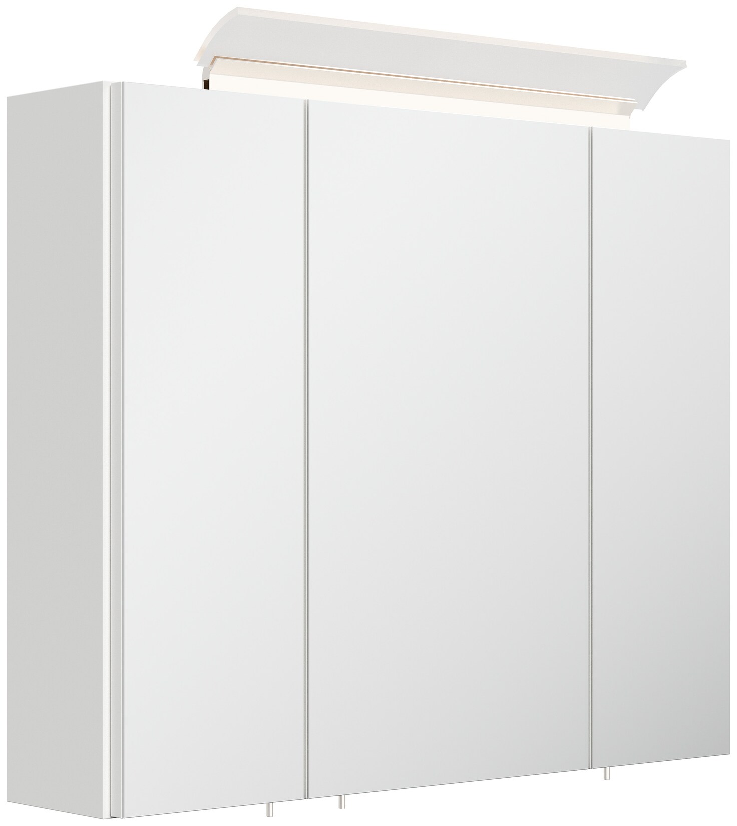 Spiegelschrank 75cm inkl. Design LED-Lampe und Glasböden weiss hochglanz | 04251982674277