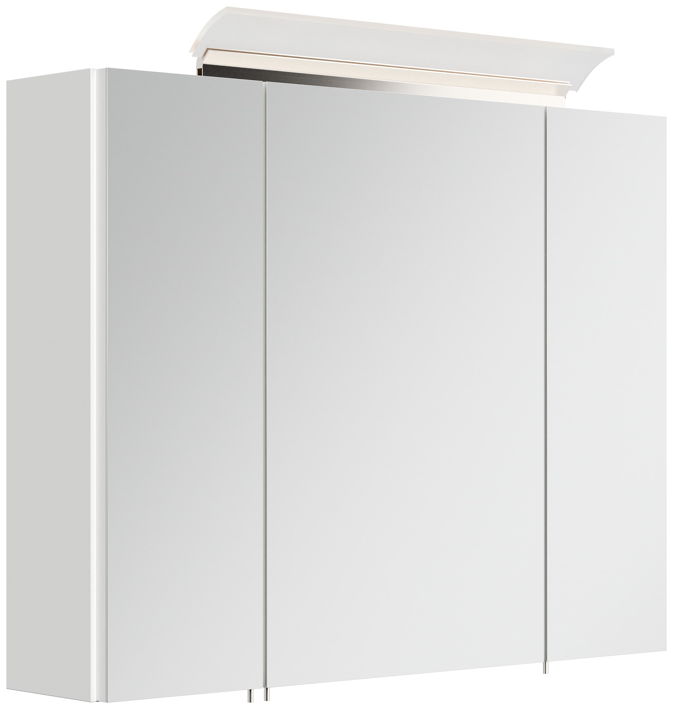 Spiegelschrank 80cm inkl. Design LED-Lampe und Glasb&ouml;den weiss hochglanz - Bild 1