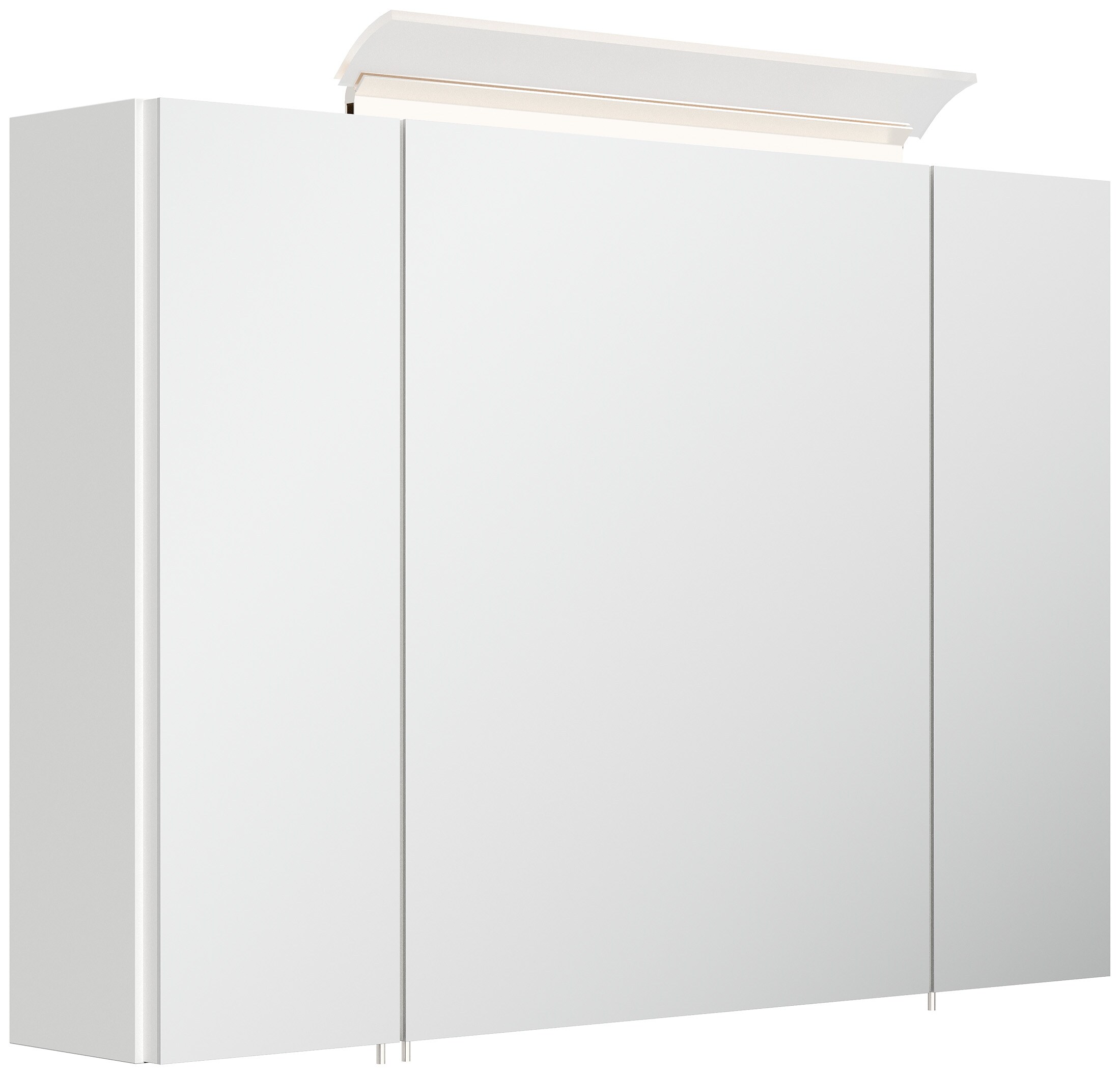 Spiegelschrank 90cm inkl. Design LED-Lampe und Glasb&ouml;den weiss hochglanz - Bild 1