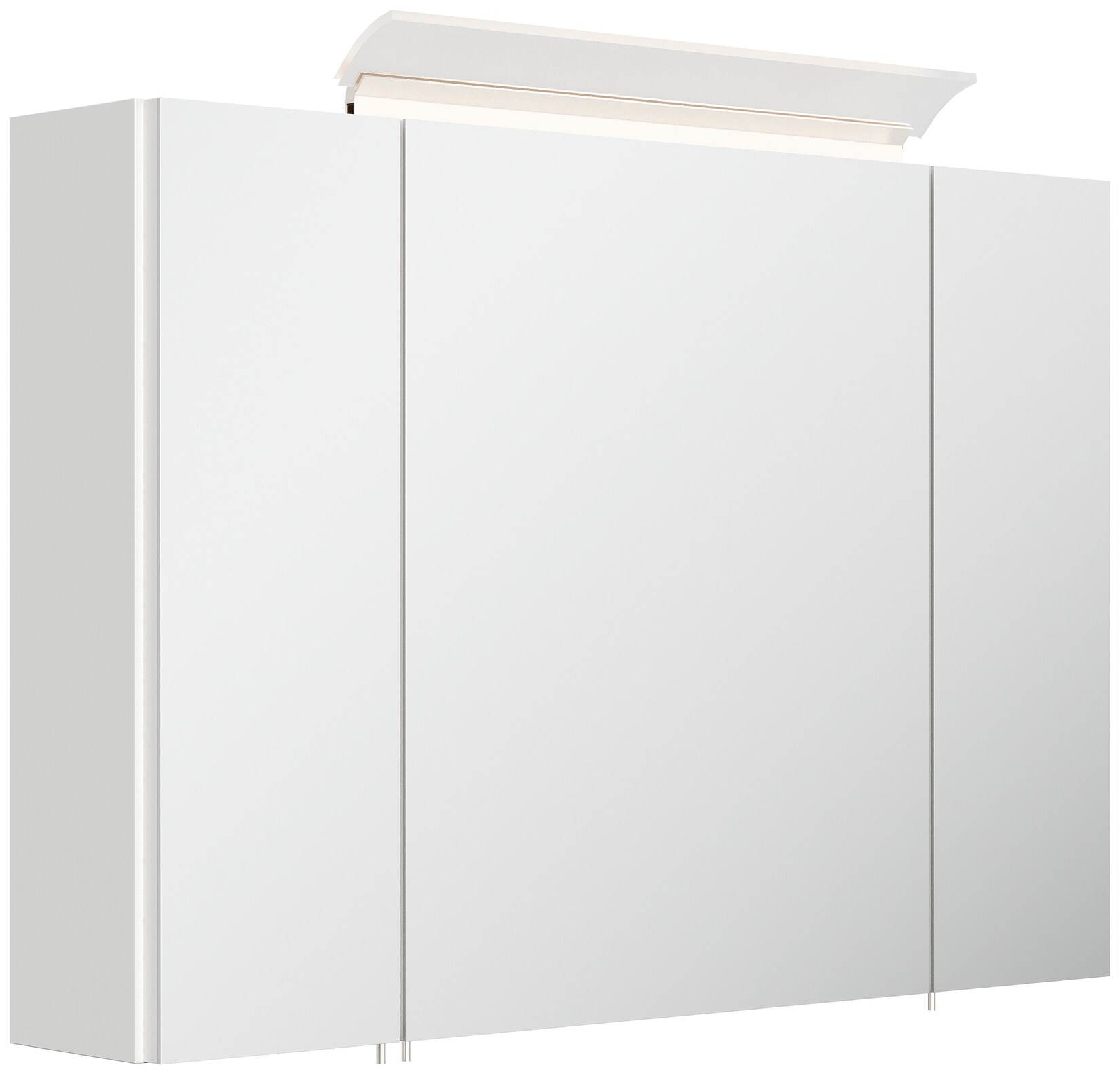 Spiegelschrank 90cm inkl. Design LED-Lampe und Glasböden weiss hochglanz | 04251982674338