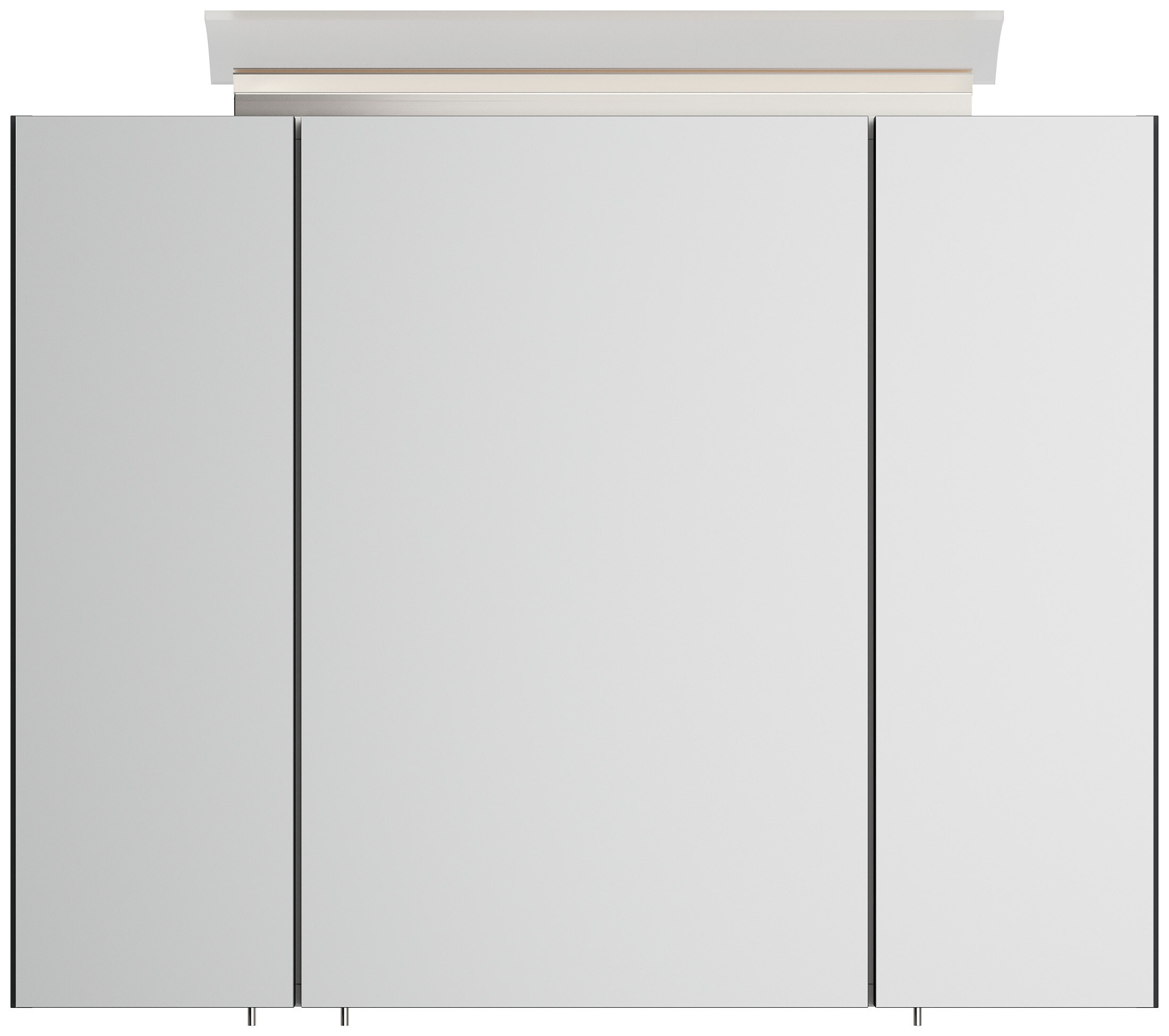 Spiegelschrank 80cm inkl. Design LED-Lampe und Glasb&ouml;den weiss hochglanz - Bild 1