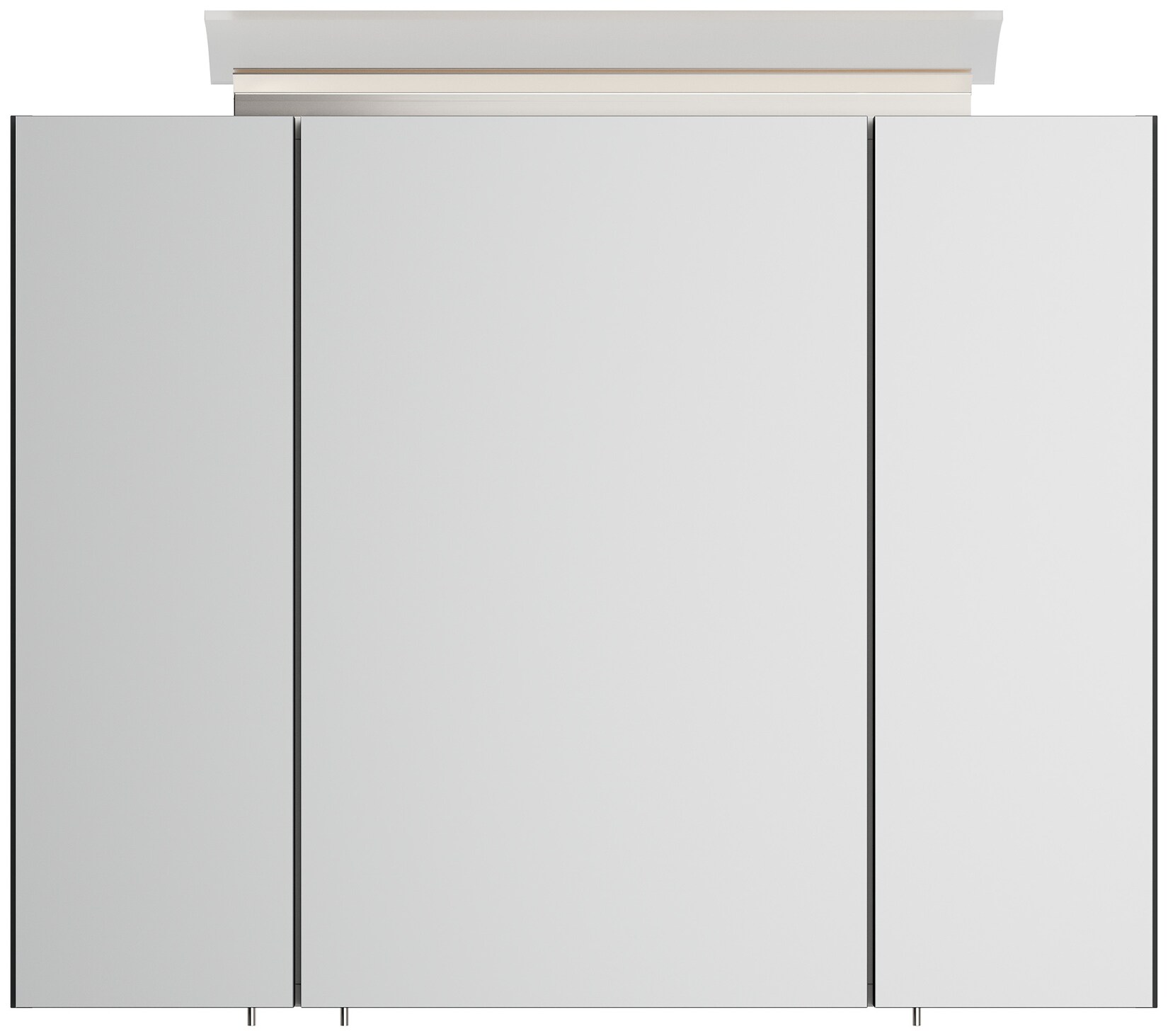 Spiegelschrank 80cm inkl. Design LED-Lampe und Glasböden weiss hochglanz
