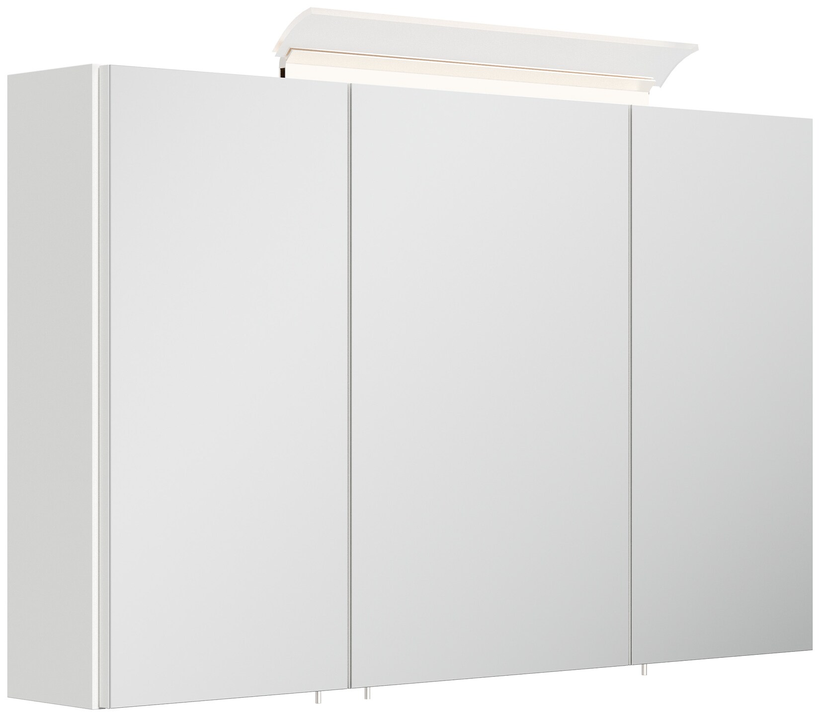 Spiegelschrank 100cm inkl. Design LED-Lampe und Glasböden weiss hochglanz