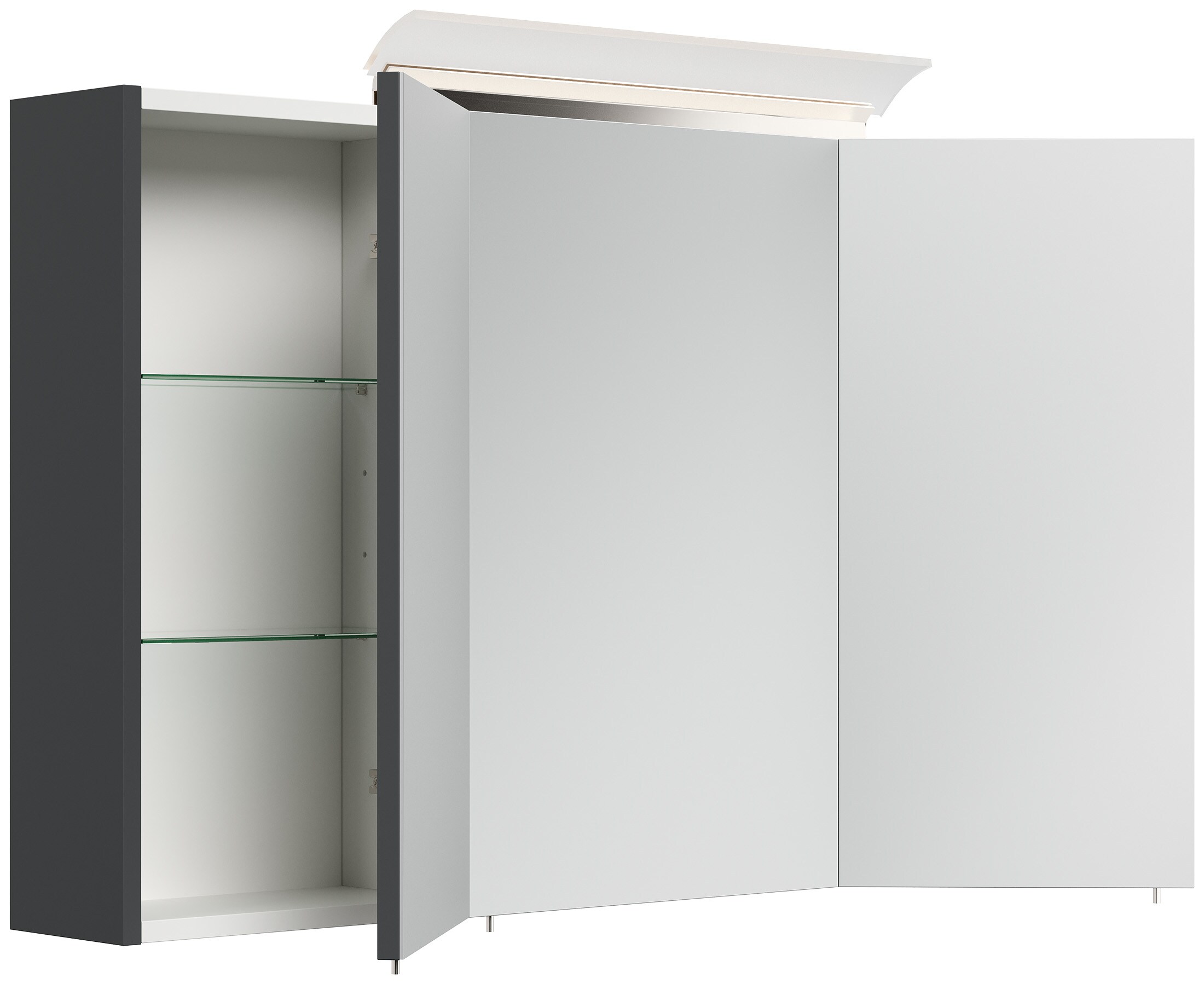 Spiegelschrank 100cm inkl. Design LED-Lampe und Glasb&ouml;den weiss hochglanz - Bild 1