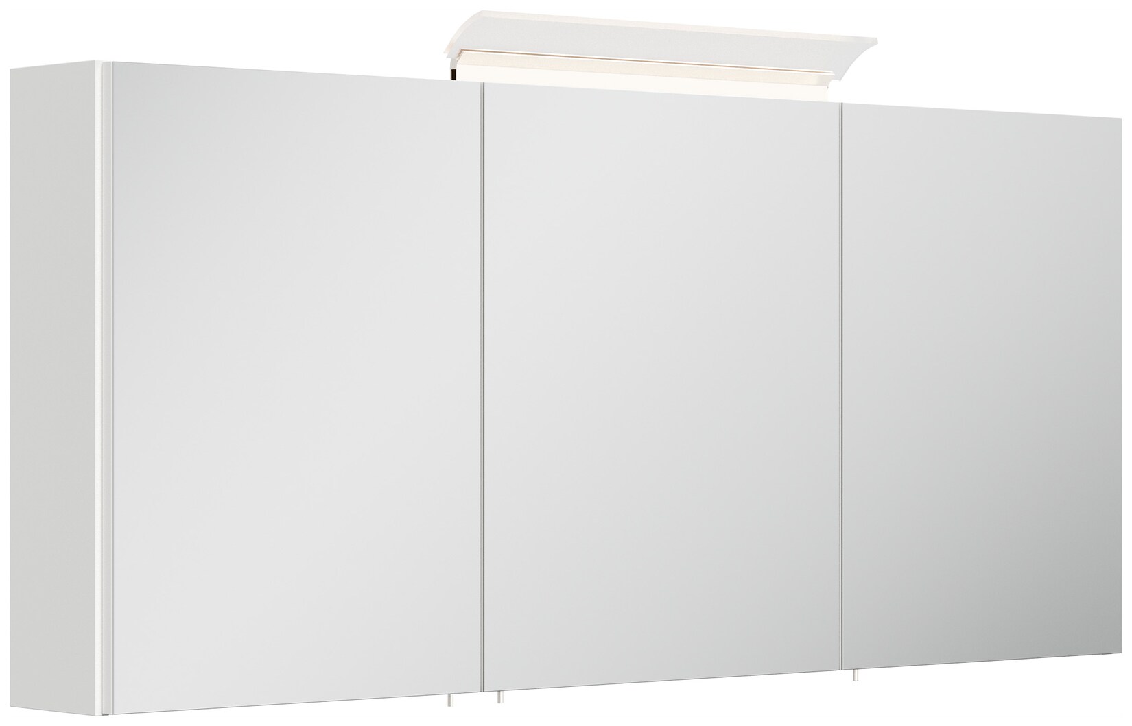 Spiegelschrank 140cm inkl. Design LED-Lampe und Glasböden weiss hochglanz | 04251982674420