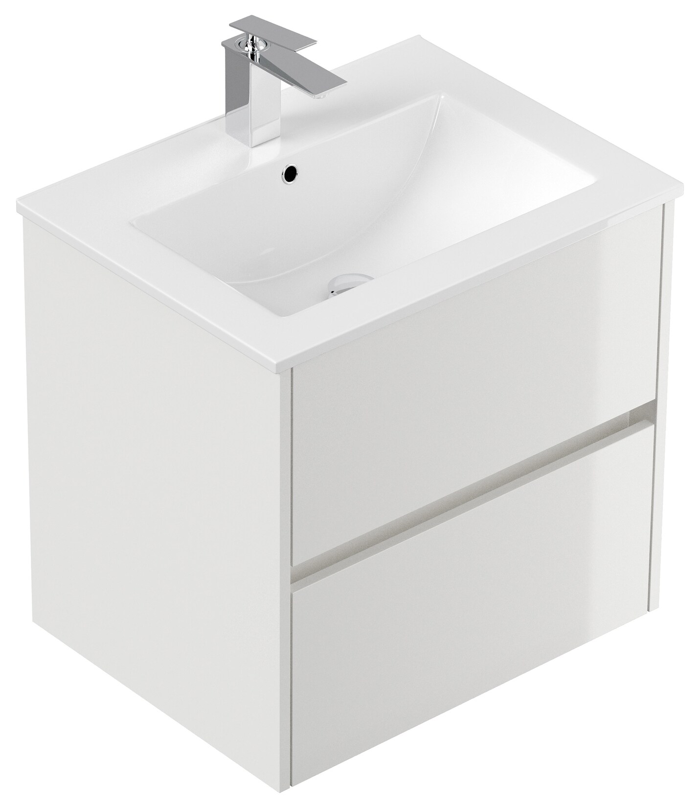 Badmöbel Limes & Waschtisch 60cm 2 Greifraum SoftClose Auszüge weiß Hgl