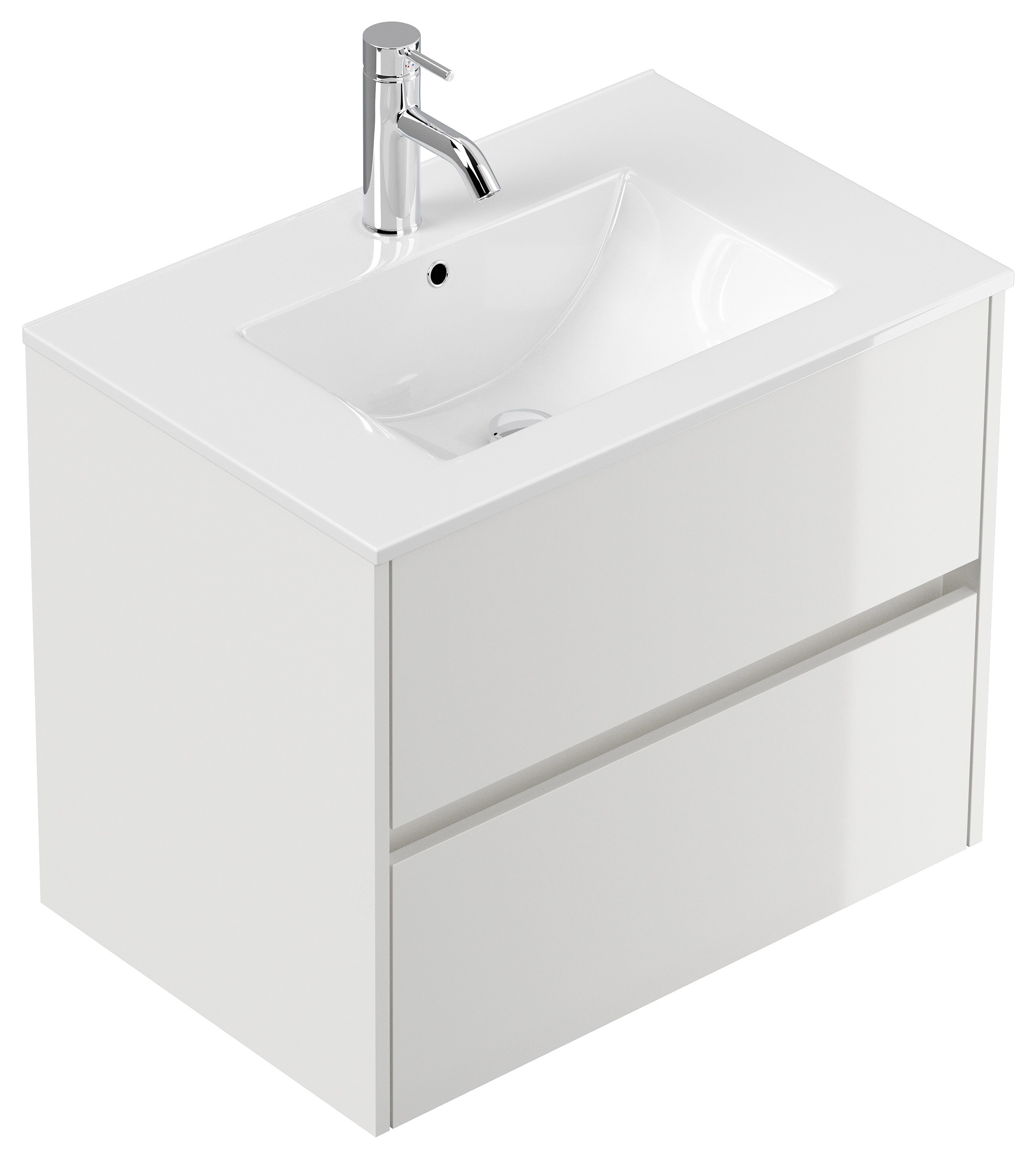 Badm&ouml;bel Limes & Waschtisch 70cm 2 Greifraum SoftClose Ausz&uuml;ge wei&szlig; Hg - Bild 1