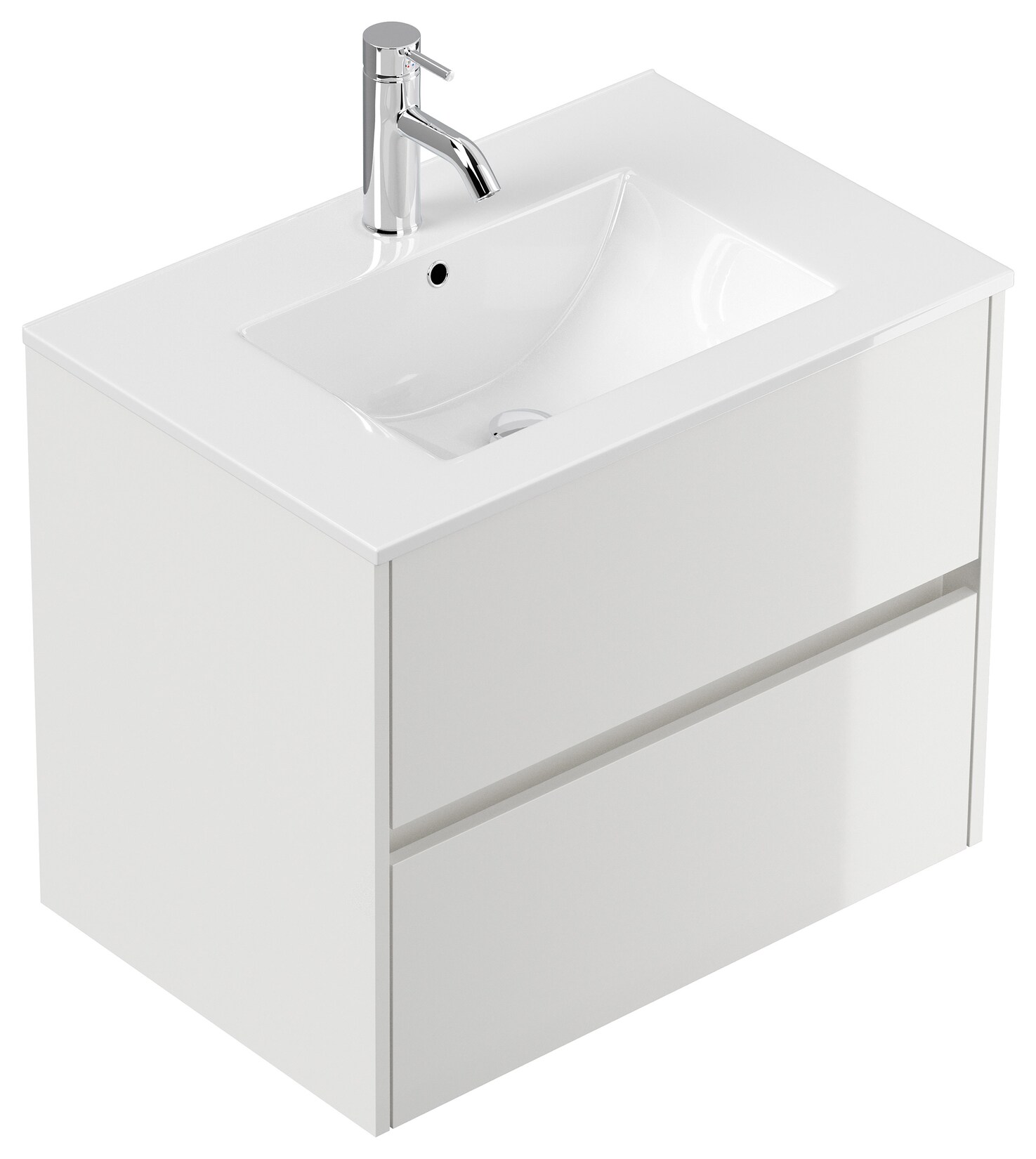 Badmöbel Limes & Waschtisch 70cm 2 Greifraum SoftClose Auszüge weiß Hg