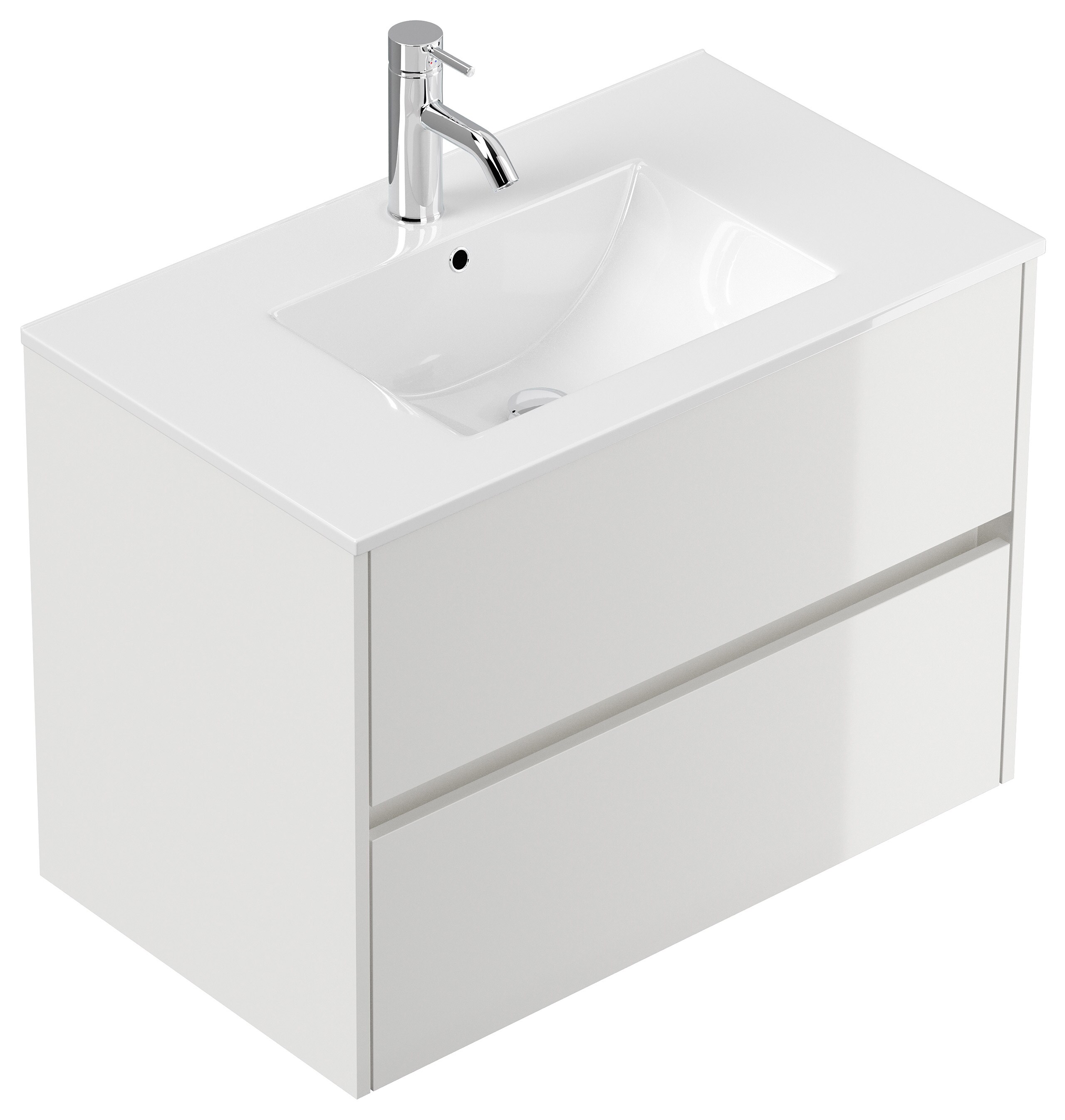 Badm&ouml;bel Limes & Waschtisch 80cm 2 Greifraum SoftClose Ausz&uuml;ge wei&szlig; Hgl - Bild 1