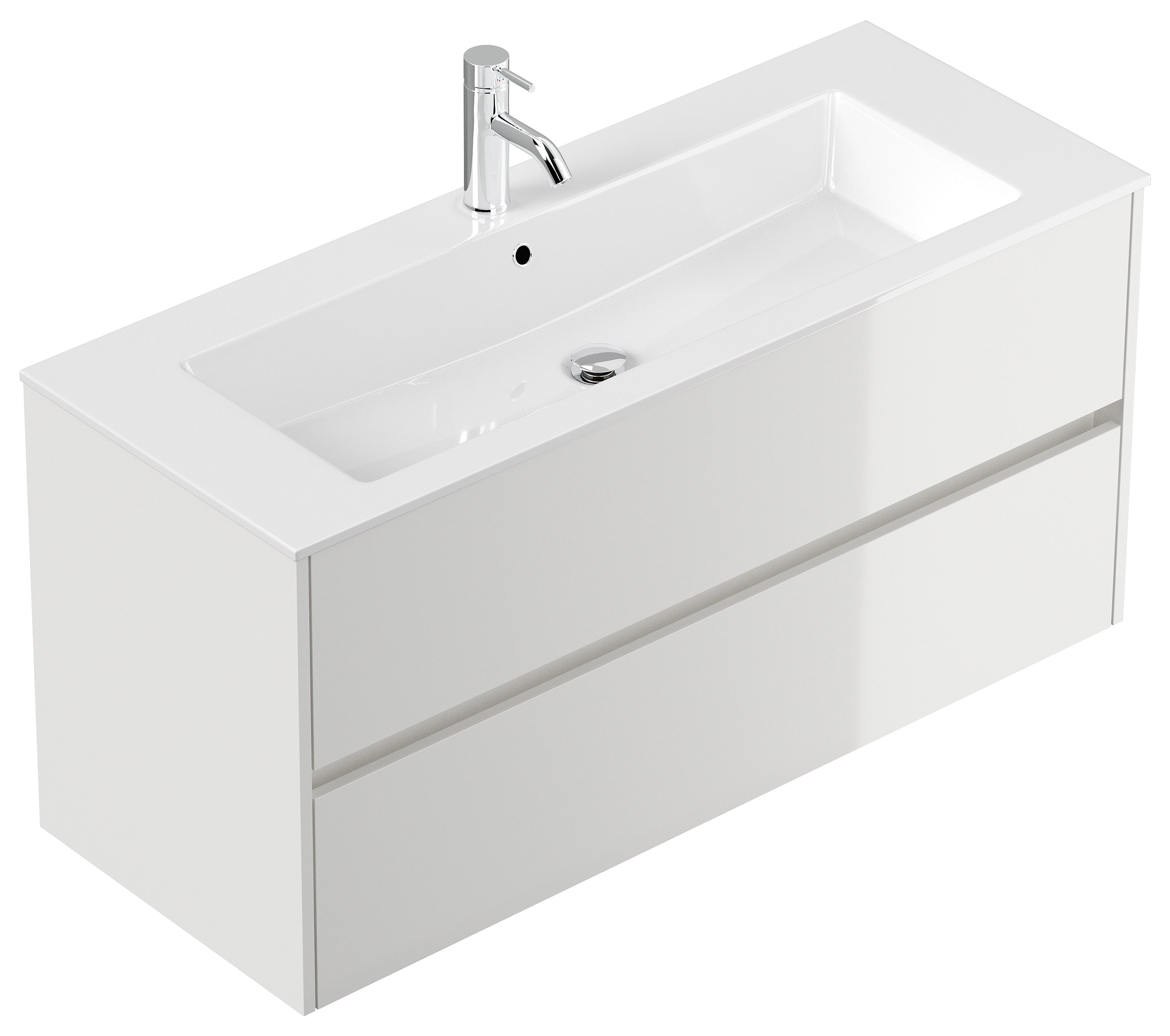 Badm&ouml;bel Limes & Waschtisch 120cm 2 Greifraum SoftClose Ausz&uuml;ge wei&szlig; Hgl - Bild 1