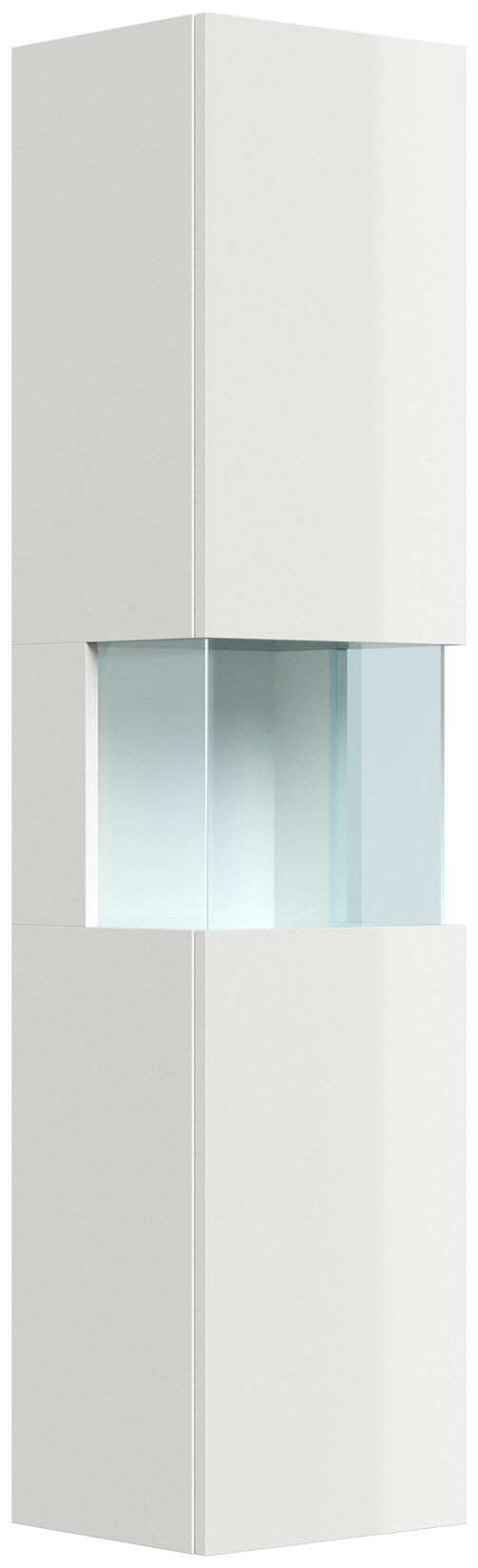 Badezimmer Hochschrank 150cm Softclose Wandmontage Glaselement weiß Hgl