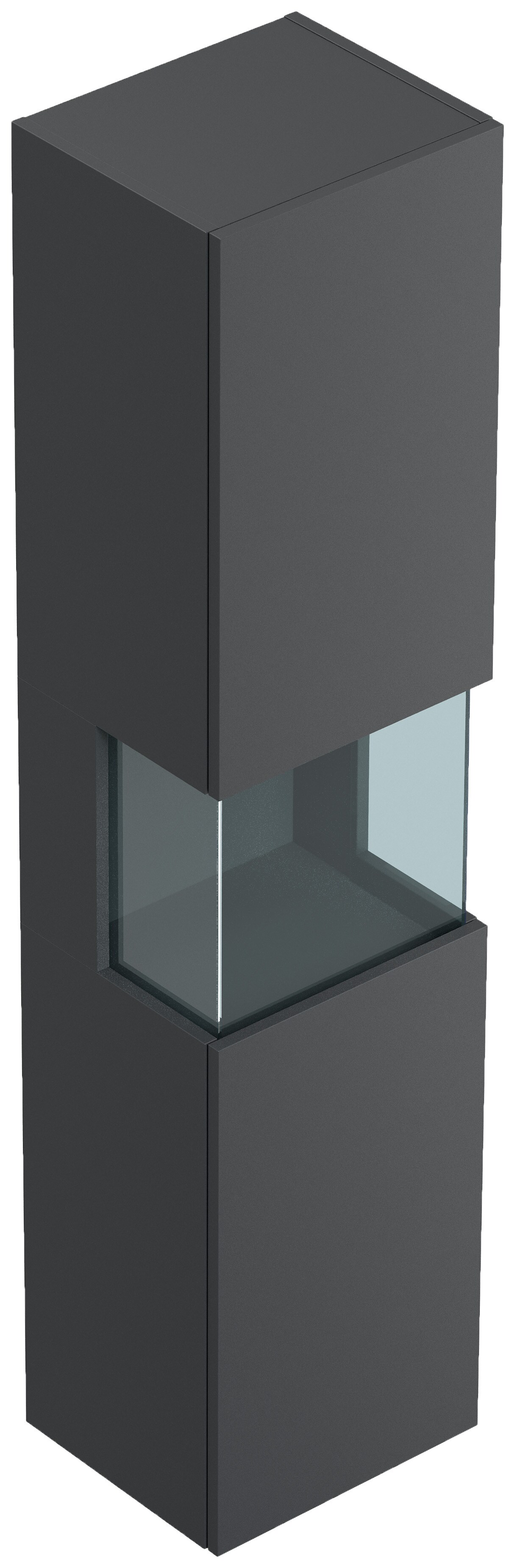 Badezimmer Hochschrank 150cm  Softclose Wandmontage Glaselement wei&szlig; Hgl - Bild 1