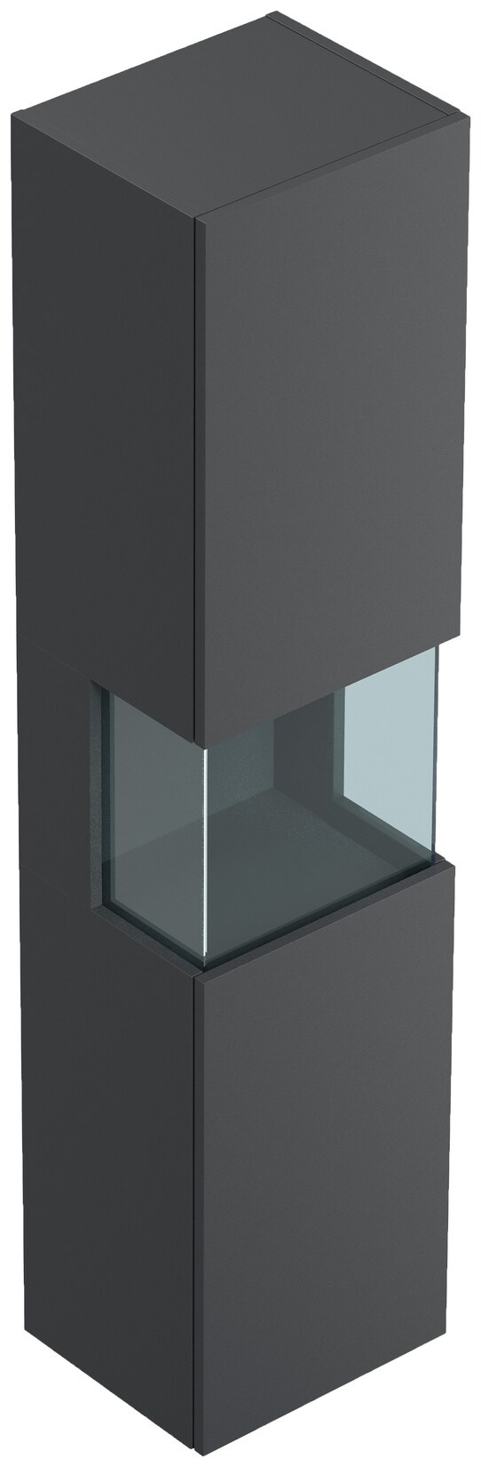 Badezimmer Hochschrank 150cm  Softclose Wandmontage Glaselement weiß Hgl | 04251982655115