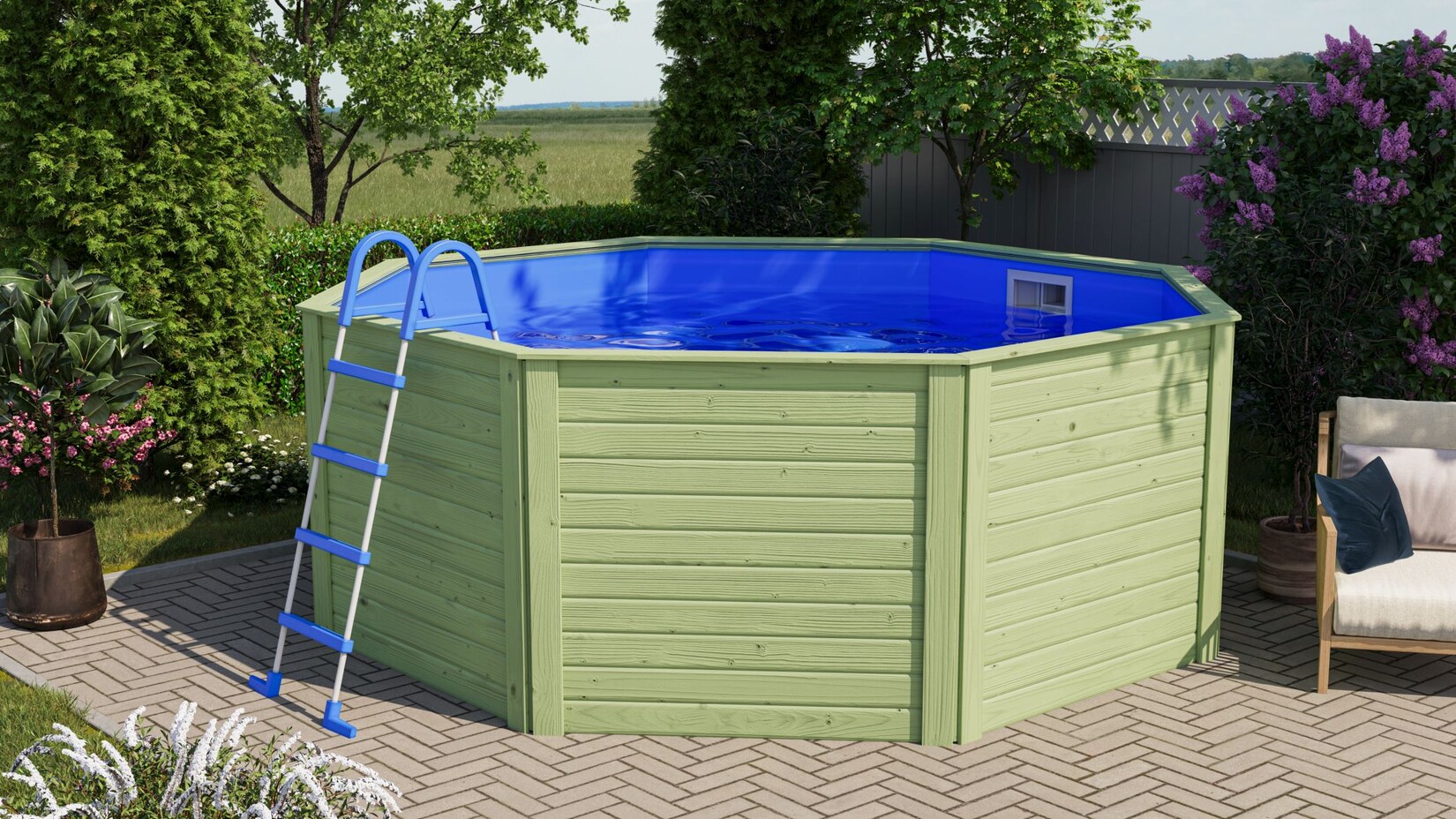 Pool Evolution Ø 347 cm aus 38 mm kesseldruckimprägnierten Blockbohlen | 04010090347035