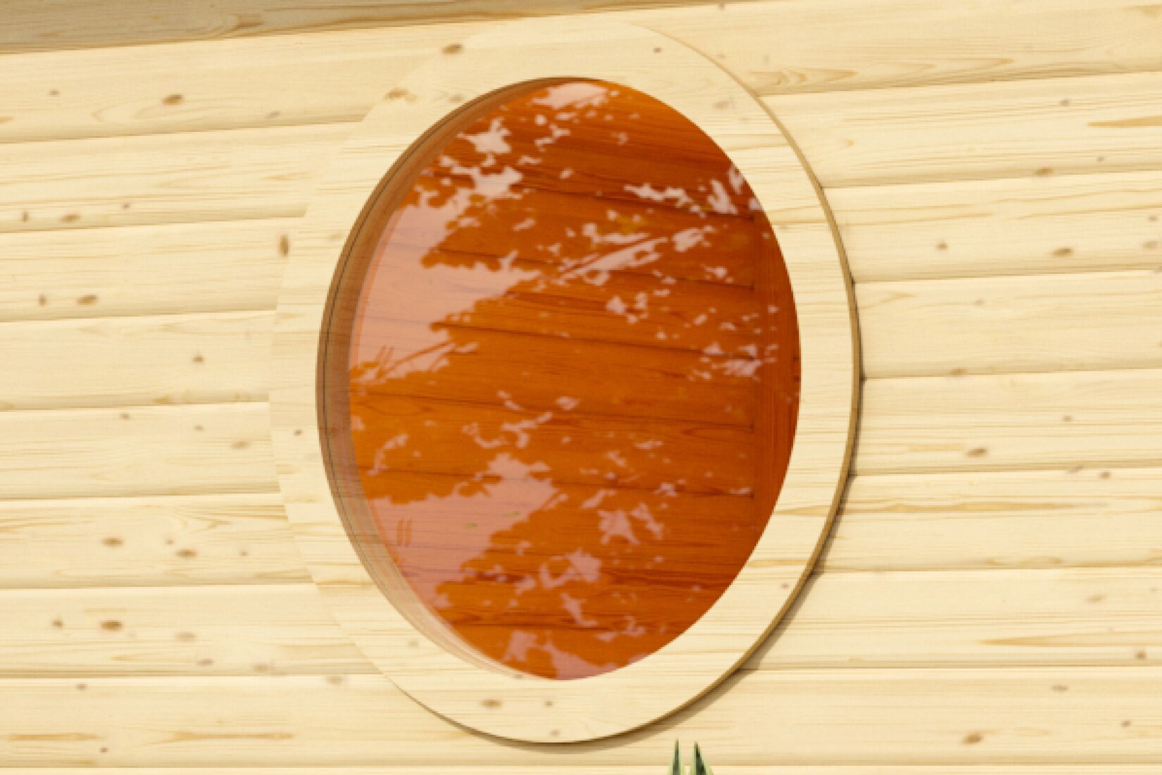 Karibu Saunafenster rund 80x80x6.6 cm für Außensauna oder Gartenhaus aus Sicherheitsglas | 04010090342405