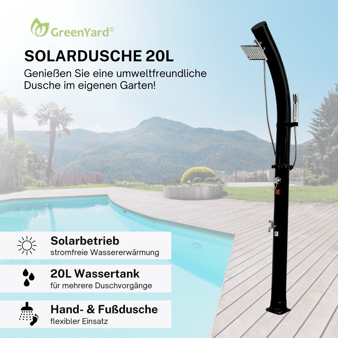 GreenYard Solardusche mit 20L Tank und Handbrause | 04251094812291