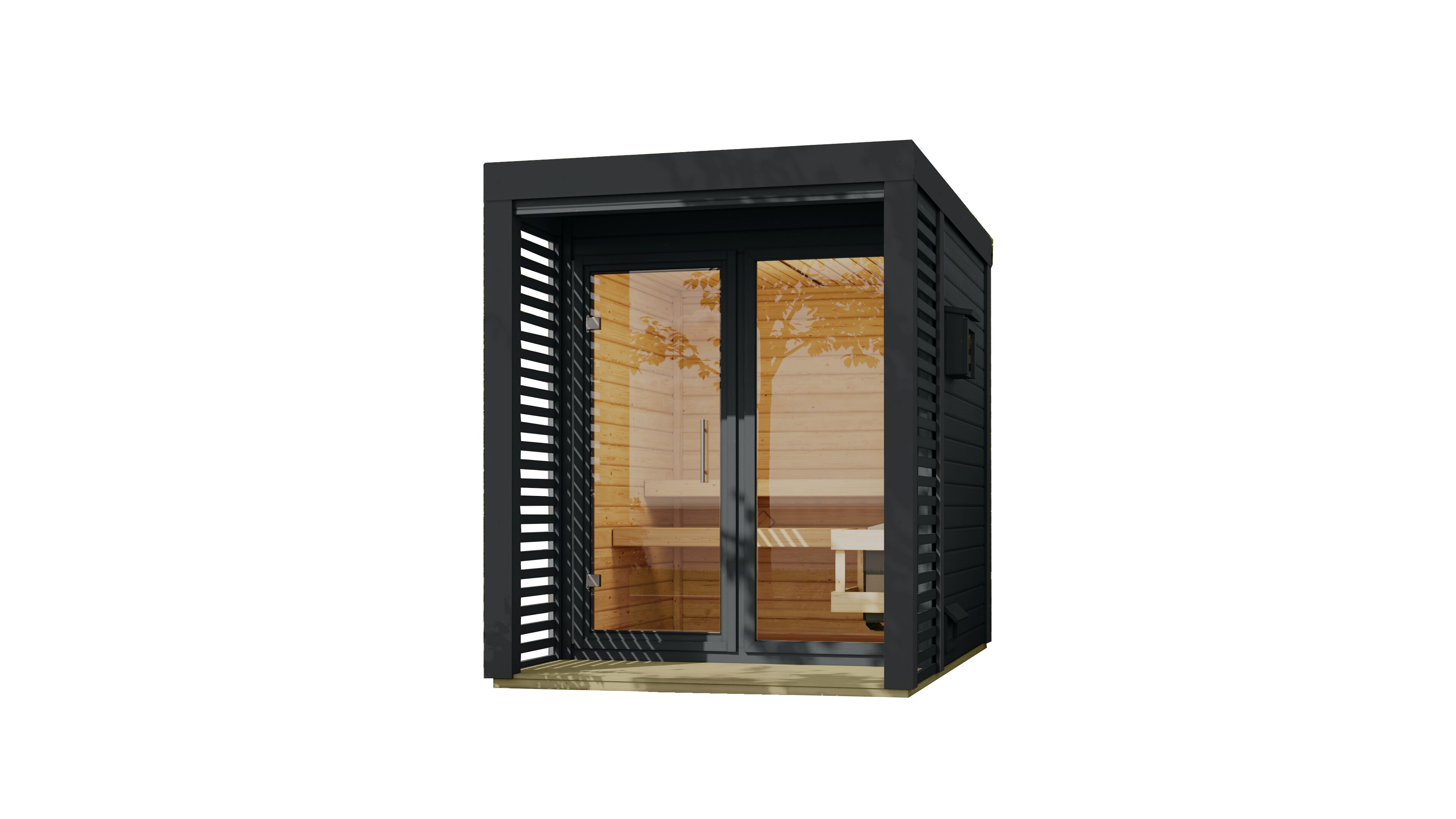 Karibu Saunahaus Angelus XL inkl. Anbau und Saunaofen integr. Strg. - Bild 1