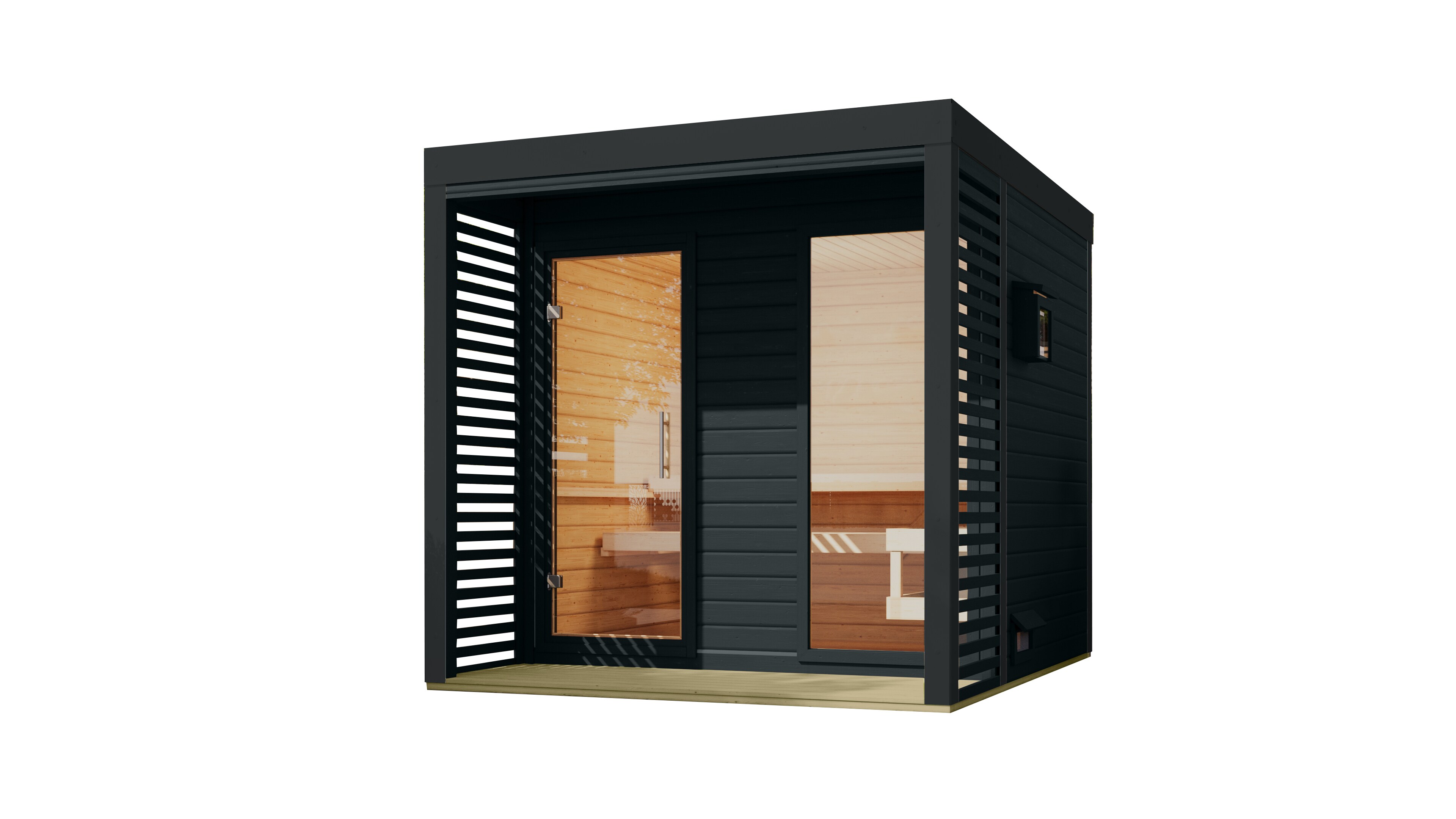 Karibu Saunahaus Angelus XL inkl. Anbau und Saunaofen integr. Strg. - Bild 1