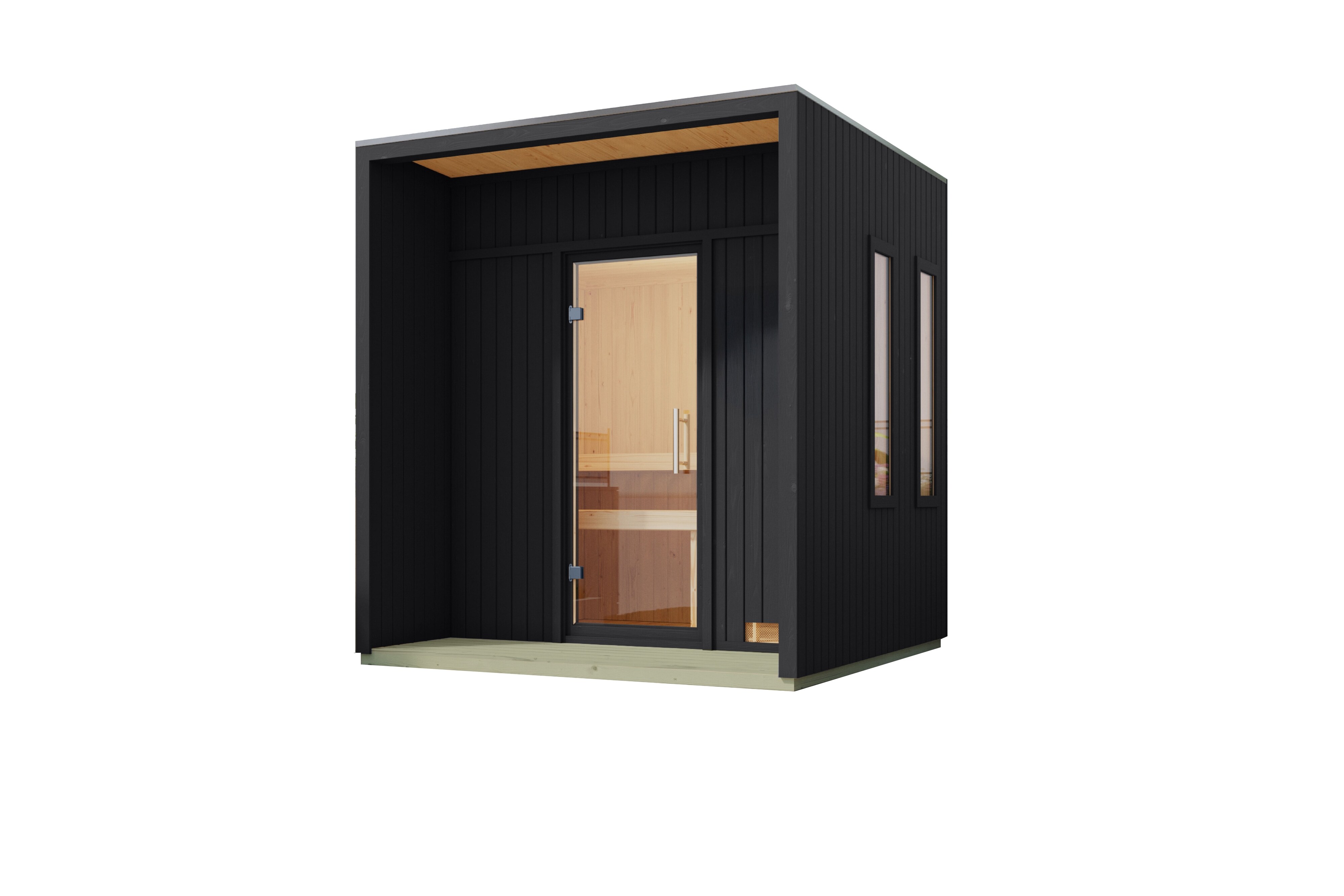 Karibu Saunahaus Nadira natur oder schwarz inkl. Saunaofen 9kW - Bild 1